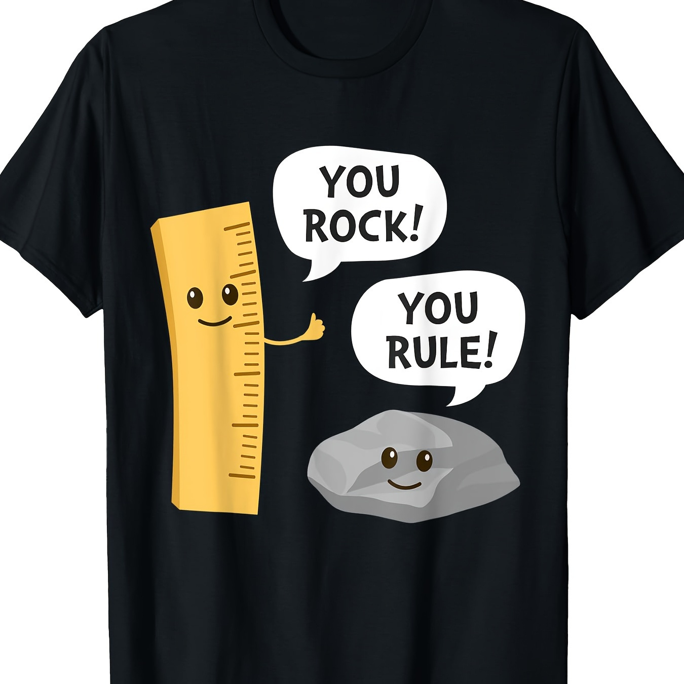 

Funny Cute Kawaii Rock And Ruler Pun T-shirt, Men's T-shirt, 220g