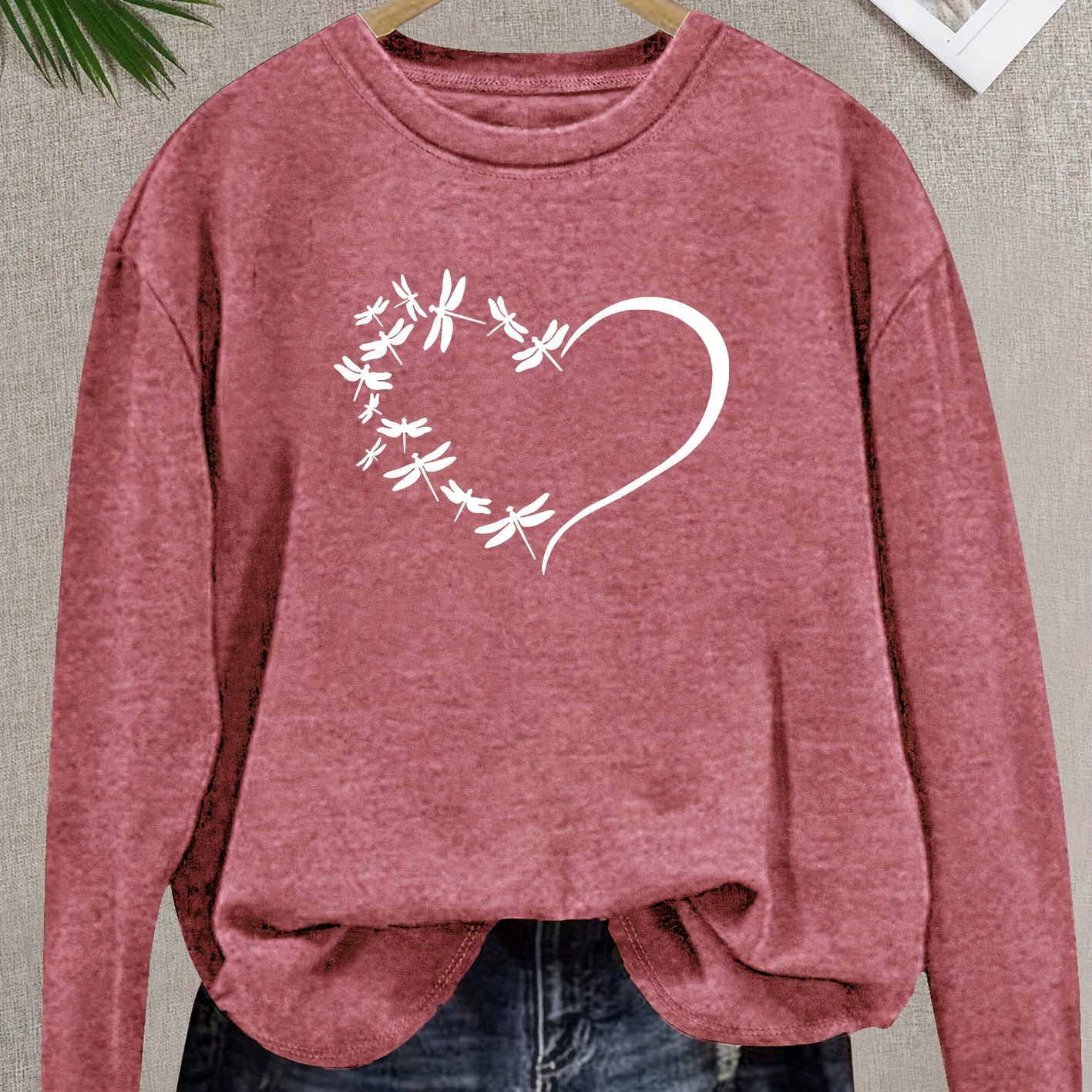 

Graphic Round Long Sleeve T- For Women,
