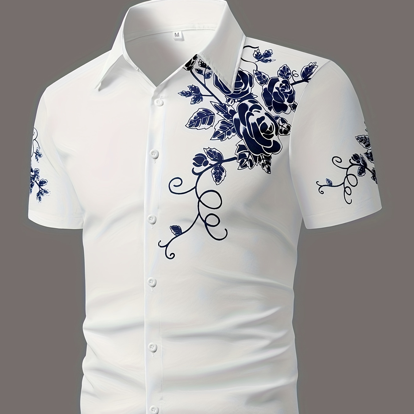 

Retro Floral Pattern Men's Short Sleeve Button Up Shirt For Summer Outdoor Street