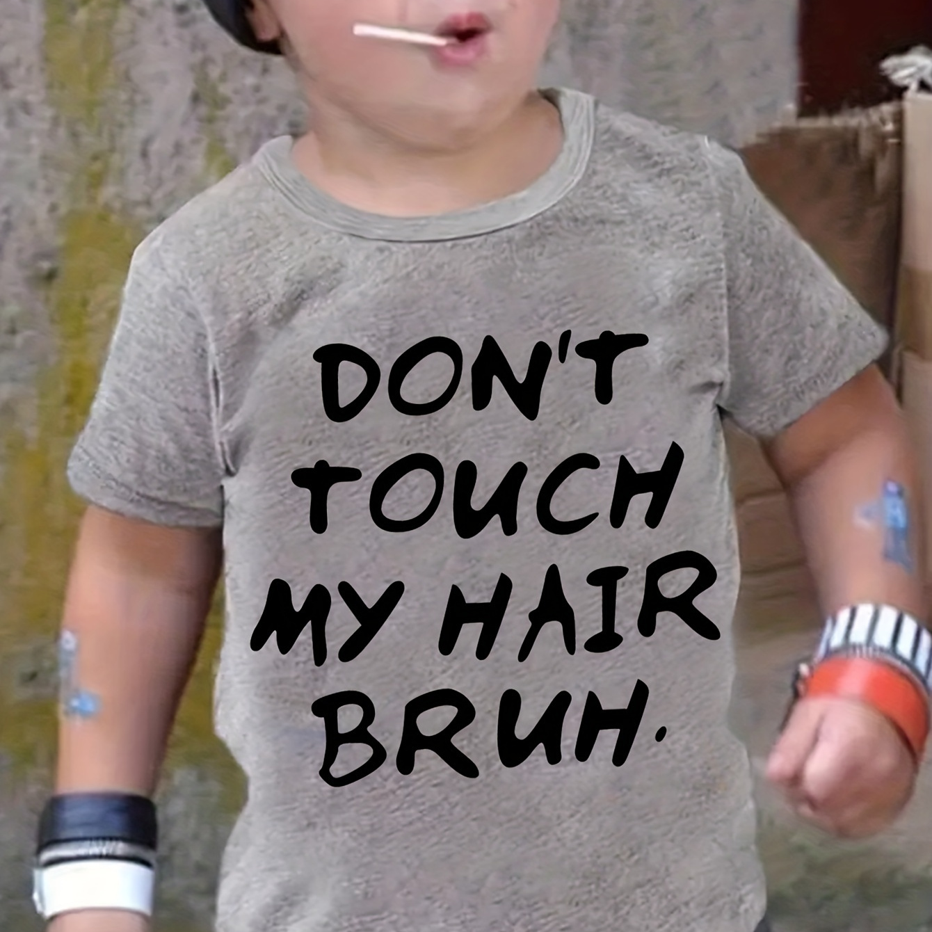 Boys "Don't Touch My Hair Bruh" T-shirt Tee Top Short Sleeves Crew Neck Summer Casual Kids Clothes