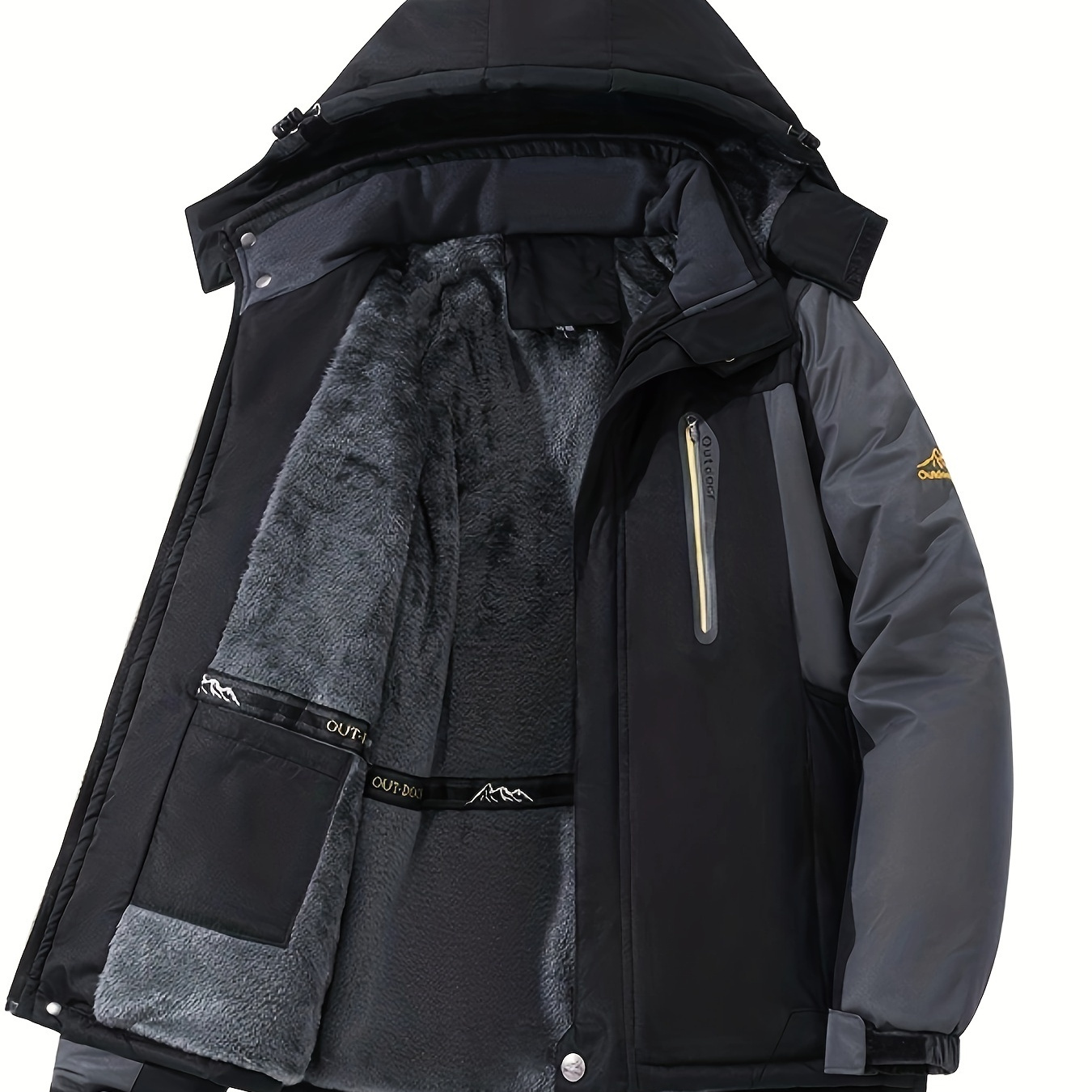 

Men's Winter Jacket, Coat, Outerwear, With Hood And Multiple Pockets