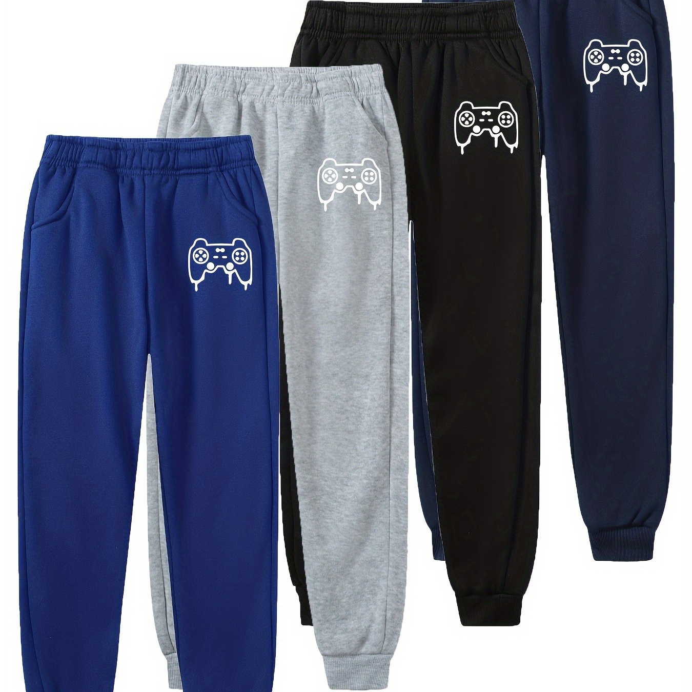 

4pcs - Cool Casual Boys' Summer Pants - Gamepad Print Jogger Trousers - Outdoor Sweatpants Sport Gift