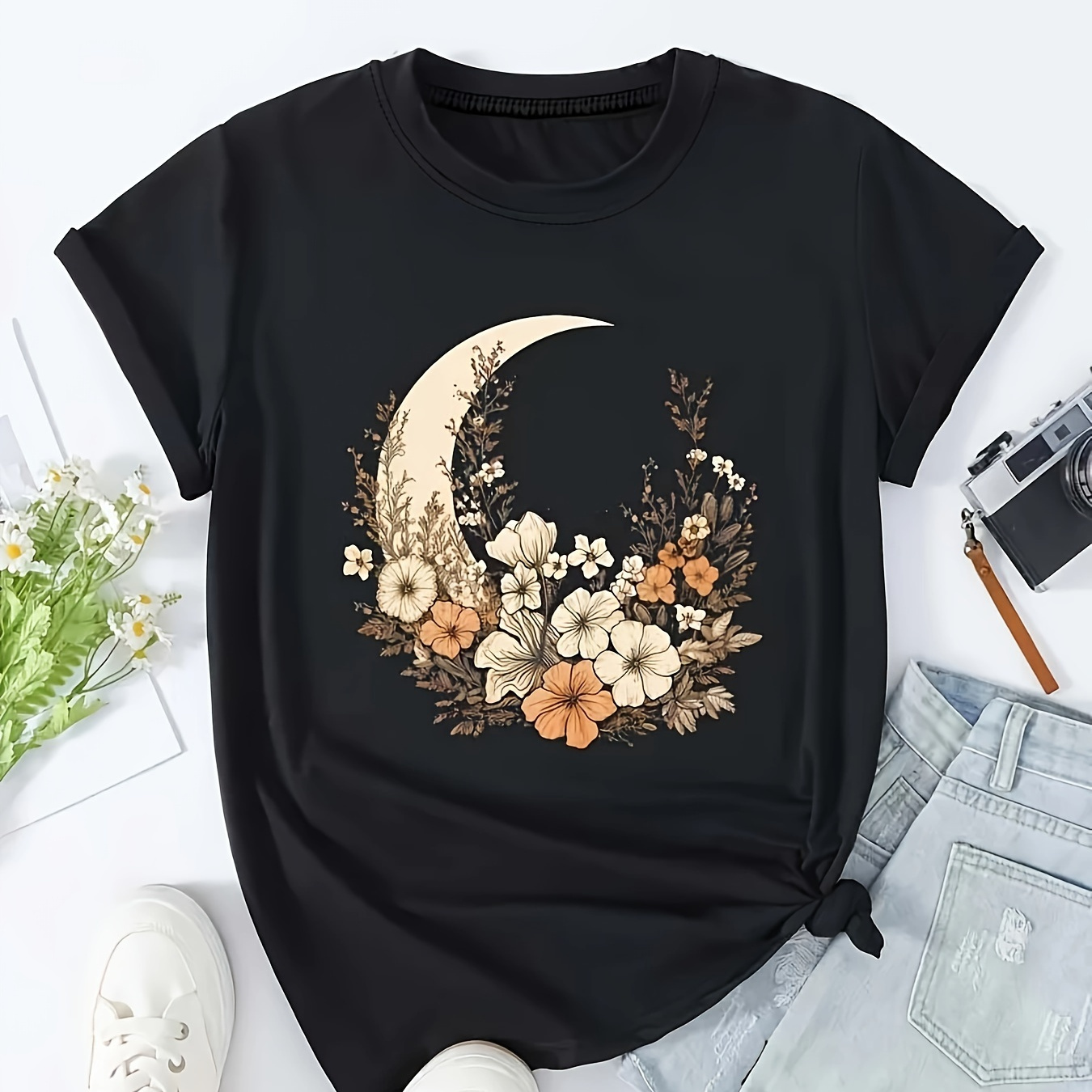 

2024 - European And American Women's Clothing Round Neck Short Sleeve Casual Bottom Short Sleeve T-shirt