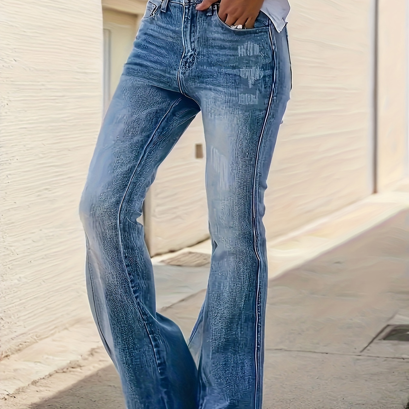 

2024 Hot Selling Fashion Trend Women's Denim Pants, High-waisted Stretch Denim Flared Pants, Retro , Casual Flared Jeans Women's Wear