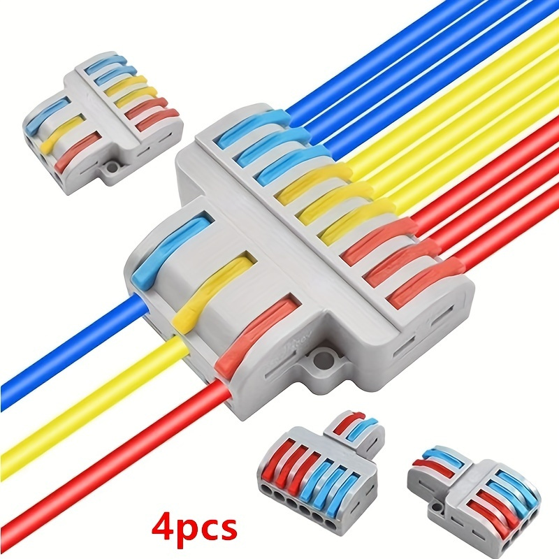 4pcs Wire Electrical Connectors Mini Fast Universal Compact Quick Cable ...