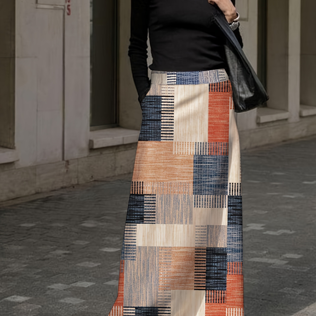 

Women' Style Print Maxi Skirt, Autumn Fashion, Commuter Wear