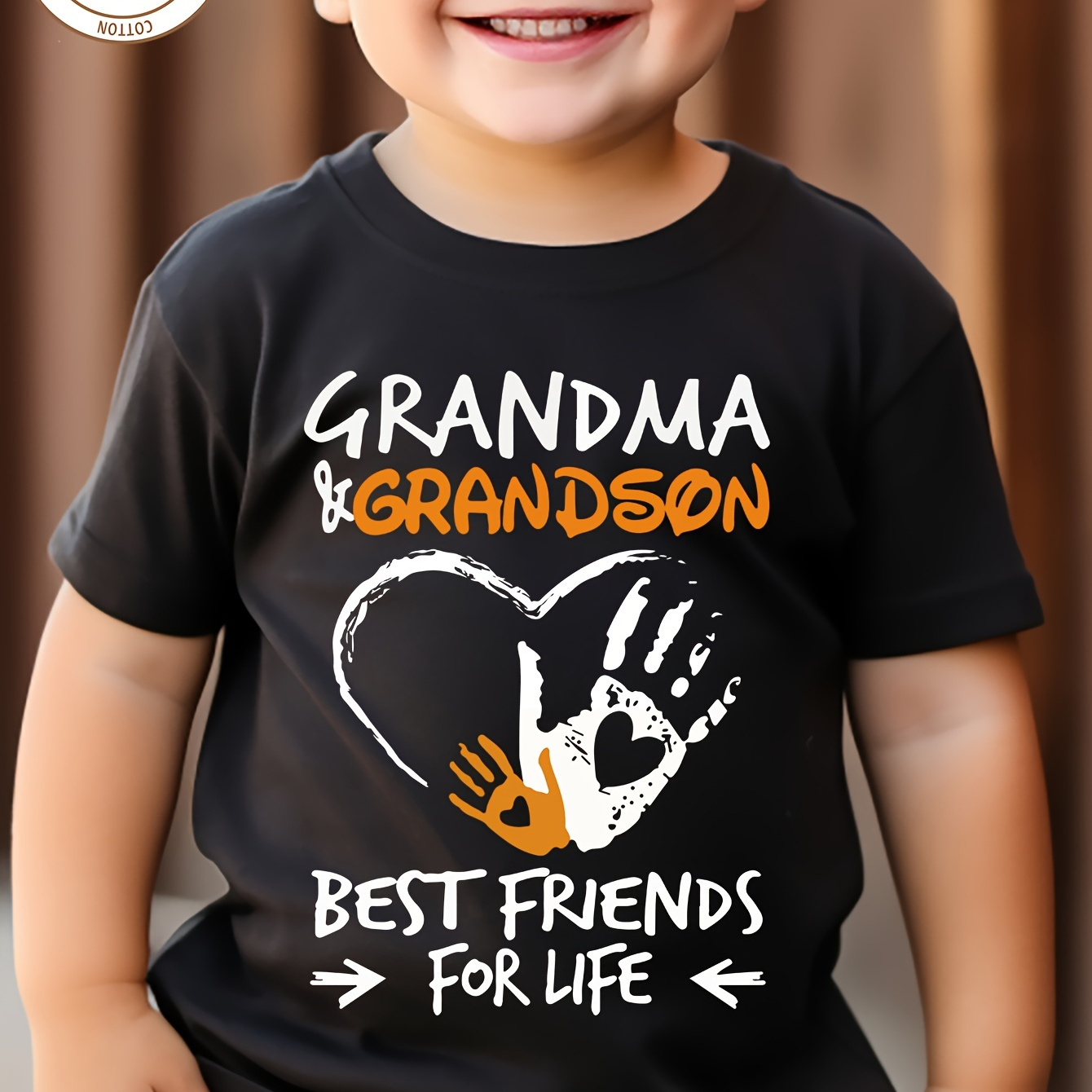 

Boy T-shirt, Grandma And Grandson Best Friends For Life Letter Print Soft And Versatile Round Neck Short Sleeve