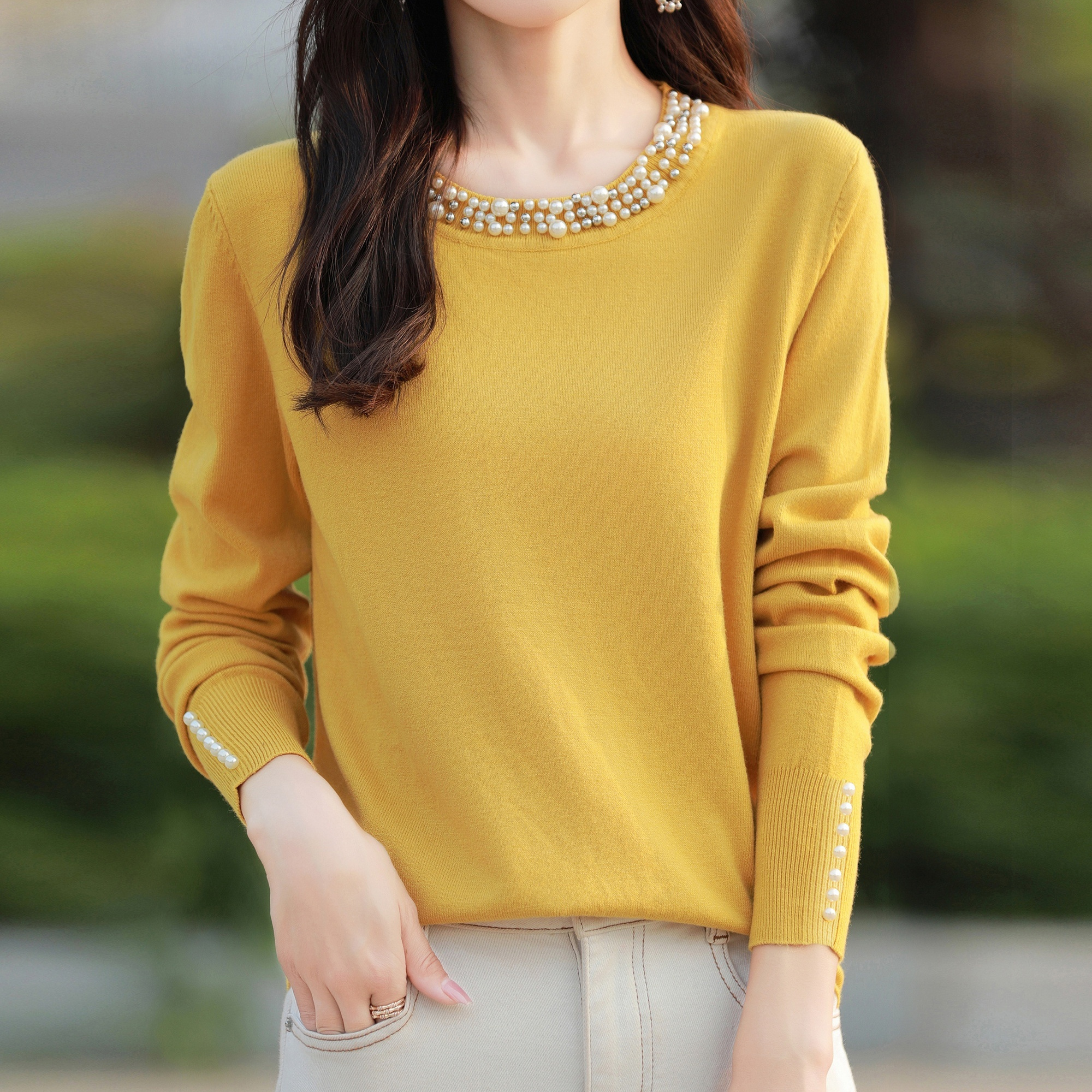 

[top-] - Long Sleeve, For Women | Viscose/polyester , , Non-sheer | For & Fall