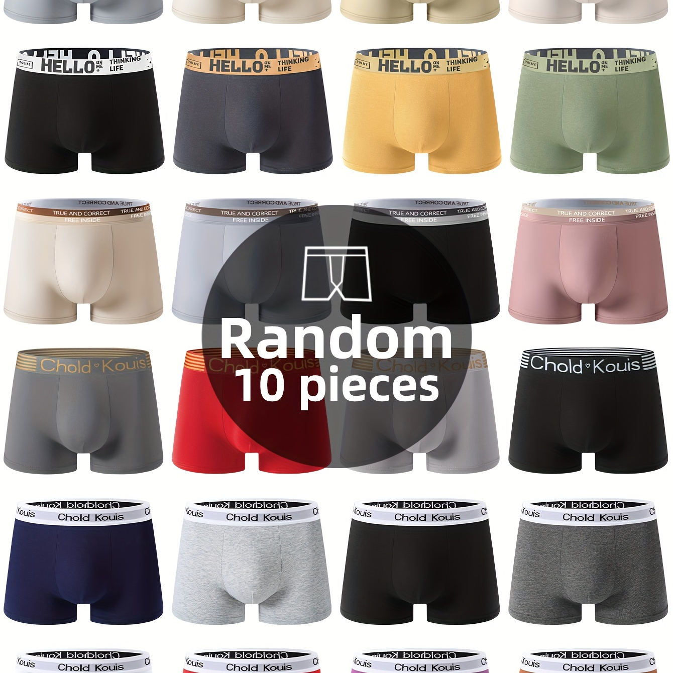 

10pcs Men's Underwear, Casual Boxer Briefs Shorts, Breathable Comfy Stretchy Boxer Trunks, Sports Shorts