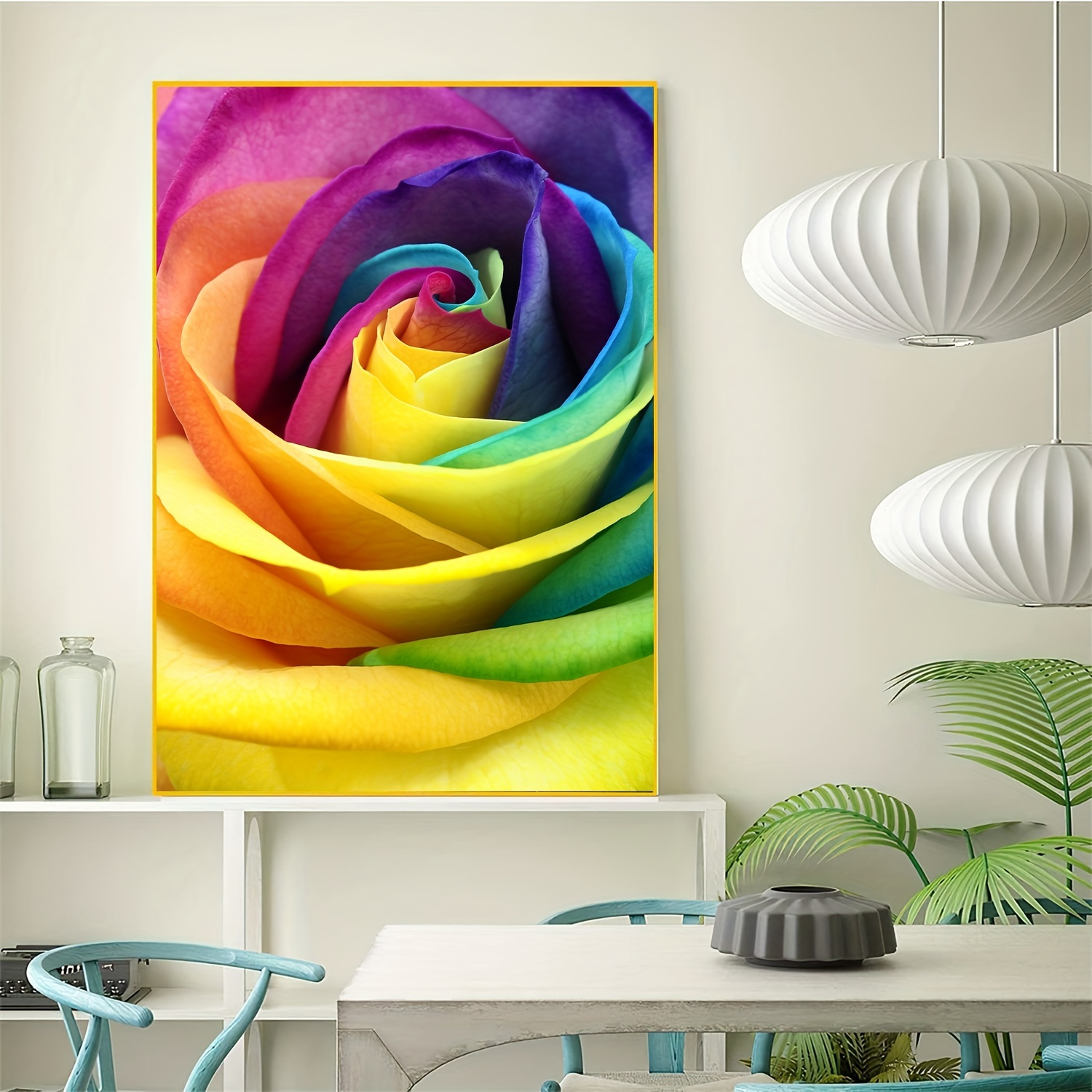 

Artificial Diamond Painting Set For Adults, Flower Diamond Painting Colorful Flower Diamond Art 5d Diamond Painting Kit Flower Rhinestone Decor Picture 11.8x15.7 Inches - Colorful Flowers