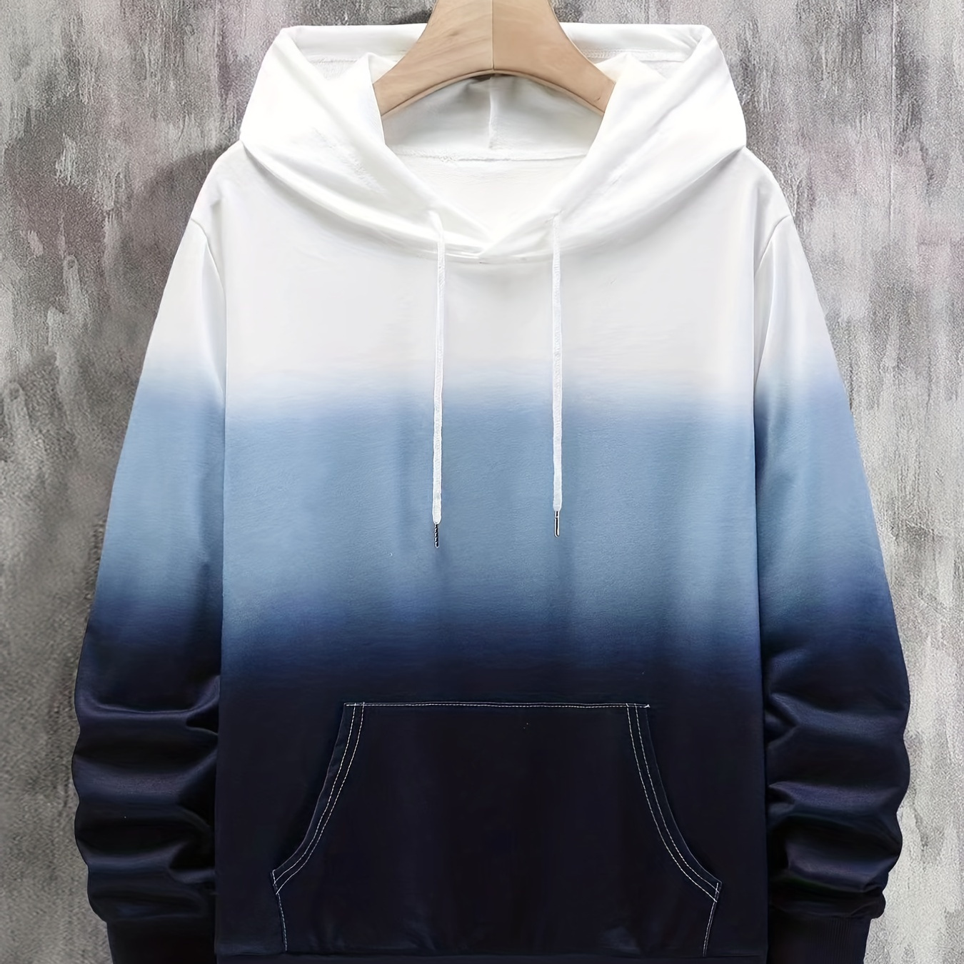 Men's Long Sleeve Gradient Color Hoodies Street Casual Sports And Fashionable With Kangaroo Pocket Sweatshirt,Suitable For Outdoor Sports,For Autumn And Winter, Fashionable And Versatile, Can Be Paired With Hip-hop Necklace,As Gifts