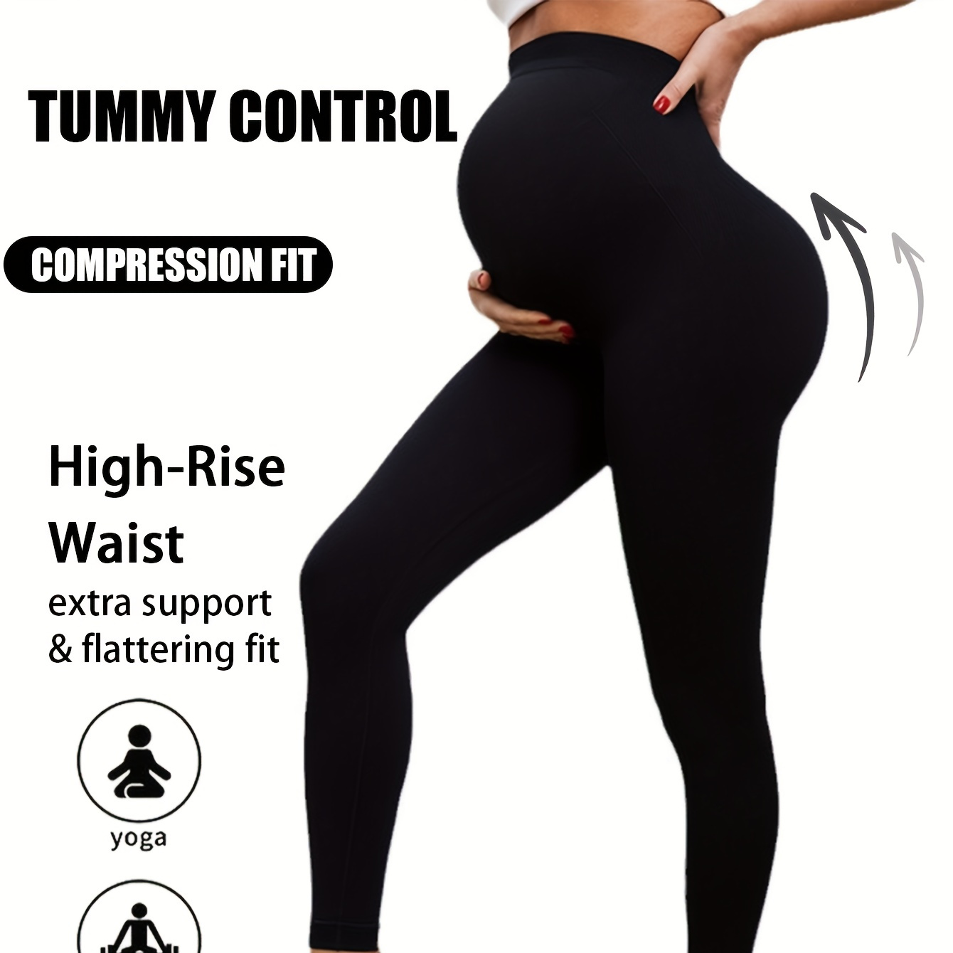 

Black Soft Hip Lifting High Waist Shorts Sports Fitness Pilates Pregnant Women Women's Yoga Pants, Women Maternity Biker Pants Maternity Leggings Over The Pants