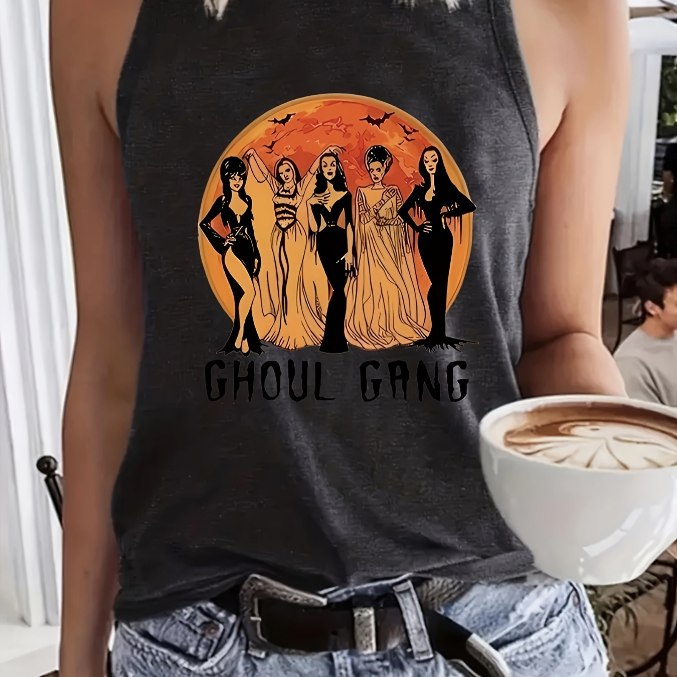 

Halloween Neck Top, Casual Sleeveless Summer , Women's Clothing