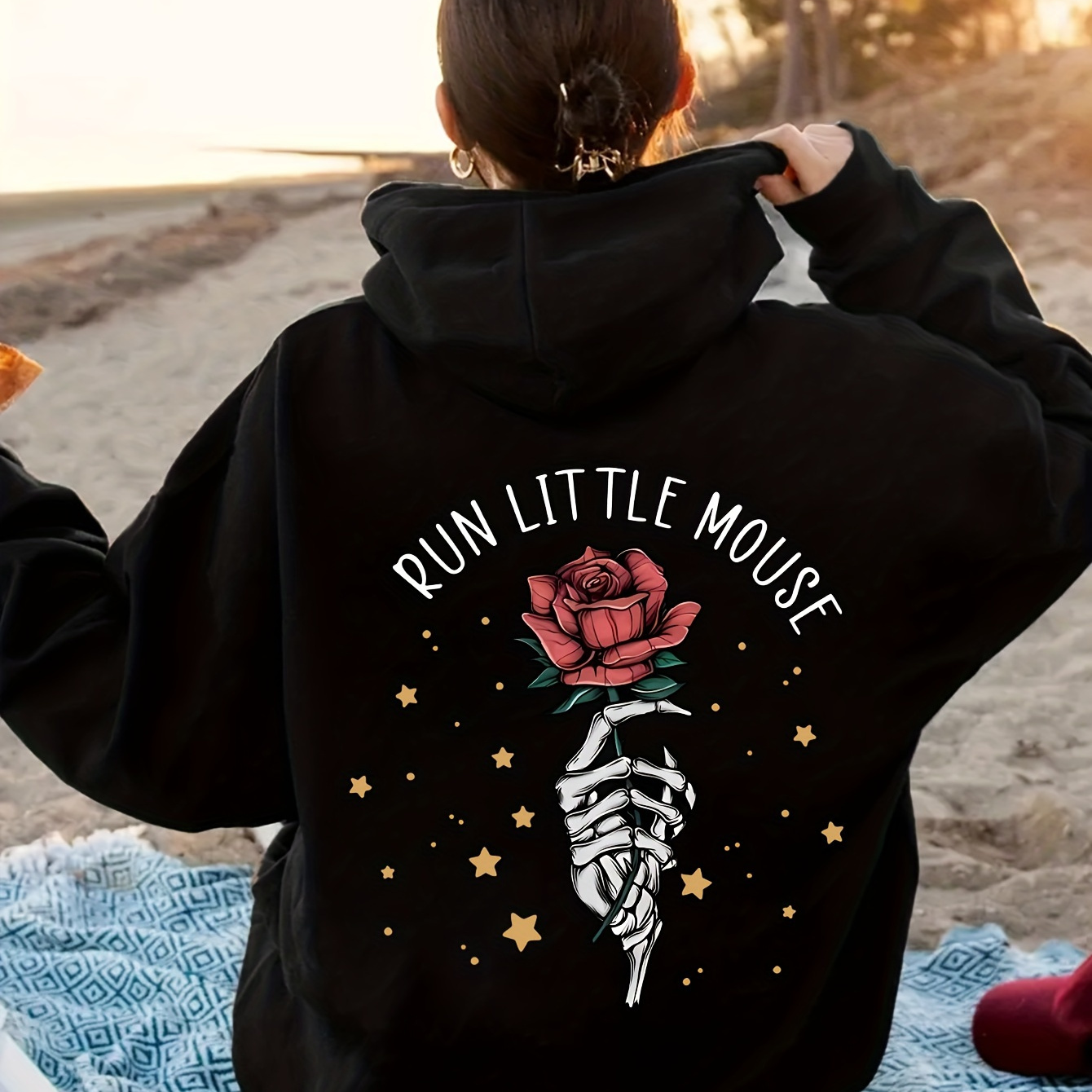 

Letter Print Kangaroo Pocket Hoodie, Casual Long Sleeve Drawstring Hooded Sweatshirt, Women's Clothing