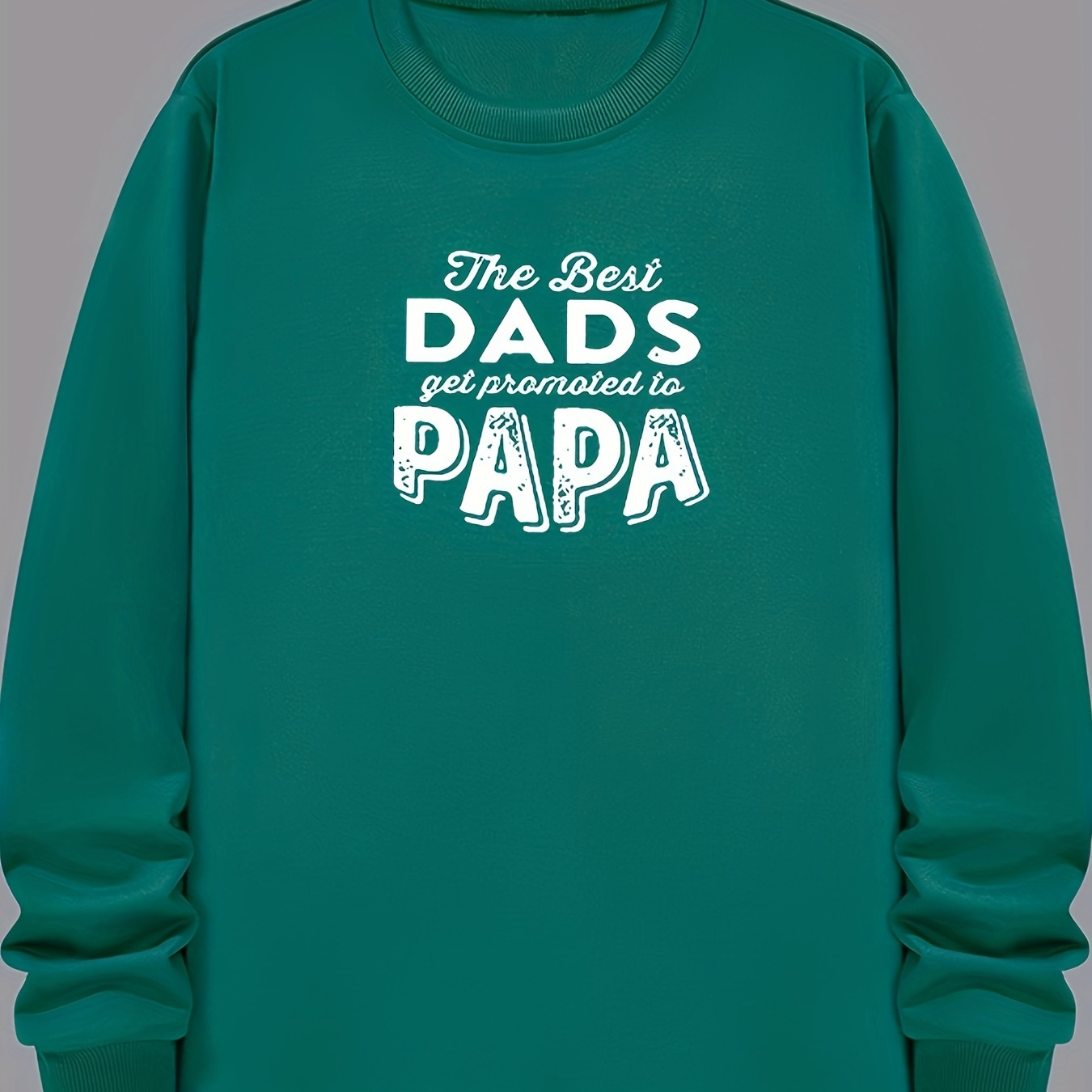 

Dads Papa Print Men's Graphic Round Neck Sweatshirt, Loose Trendy Pullover, Men's Clothing For Autumn Winter