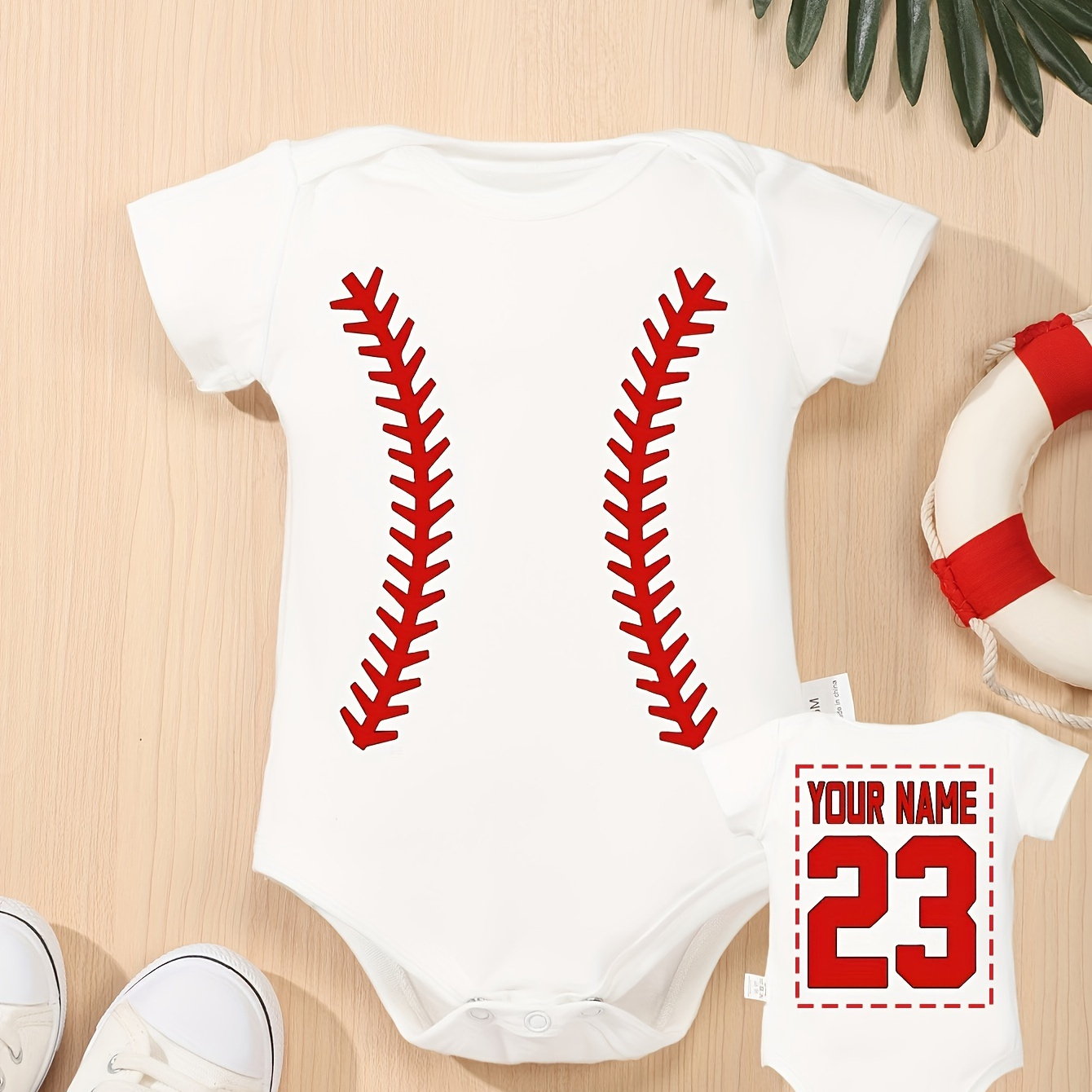 

Baseball Name & Number Sports Team Clothing Style Customized Comfortable Versatile Baby Short Sleeve Onesie Cozy Soft Romper Jumpsuit