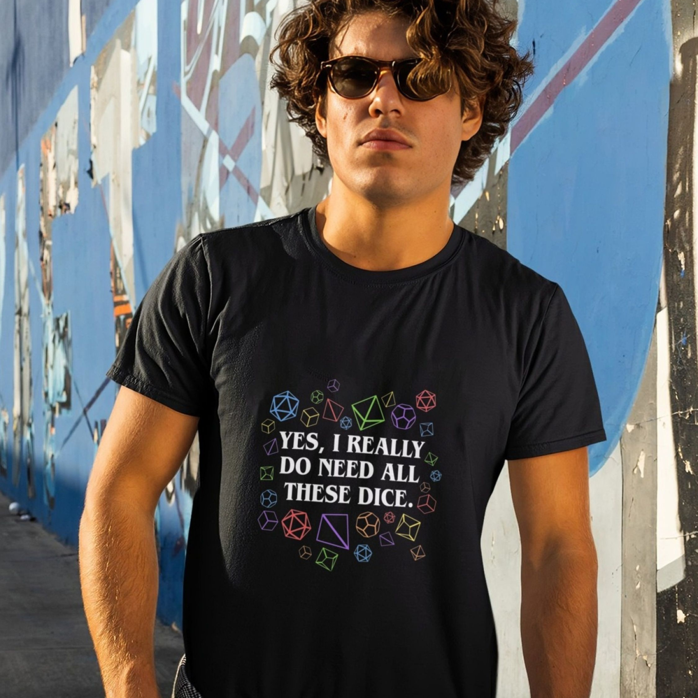

Men's Short Sleeve T-shirt With Stylish Front Print - Comfortable, Breathable Fabric For Casual And Sports Style-yes I Really Do Need All These Dice Tabletop Rpg