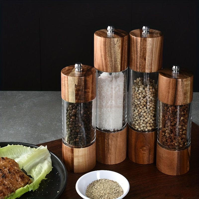 Pepper Grinder Set Household Solid Wood Antique Manual Freshly Grinded Sea  Salt Grain Black Pepper Powder Grinding Bottle - Temu