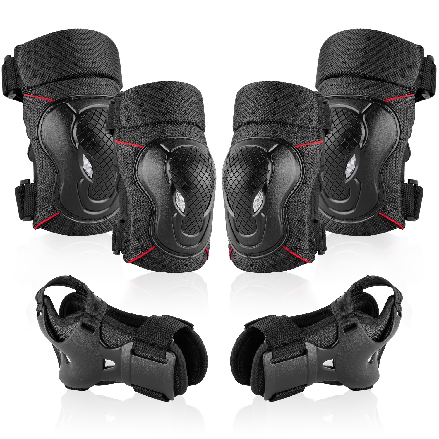 

Nhh 6-in-1 Set Ski Knee Pads & Elbow Pads & Wrist Guards, Protective Gear Set For Roller Skating Skateboarding Cycling Scooter & Skiing
