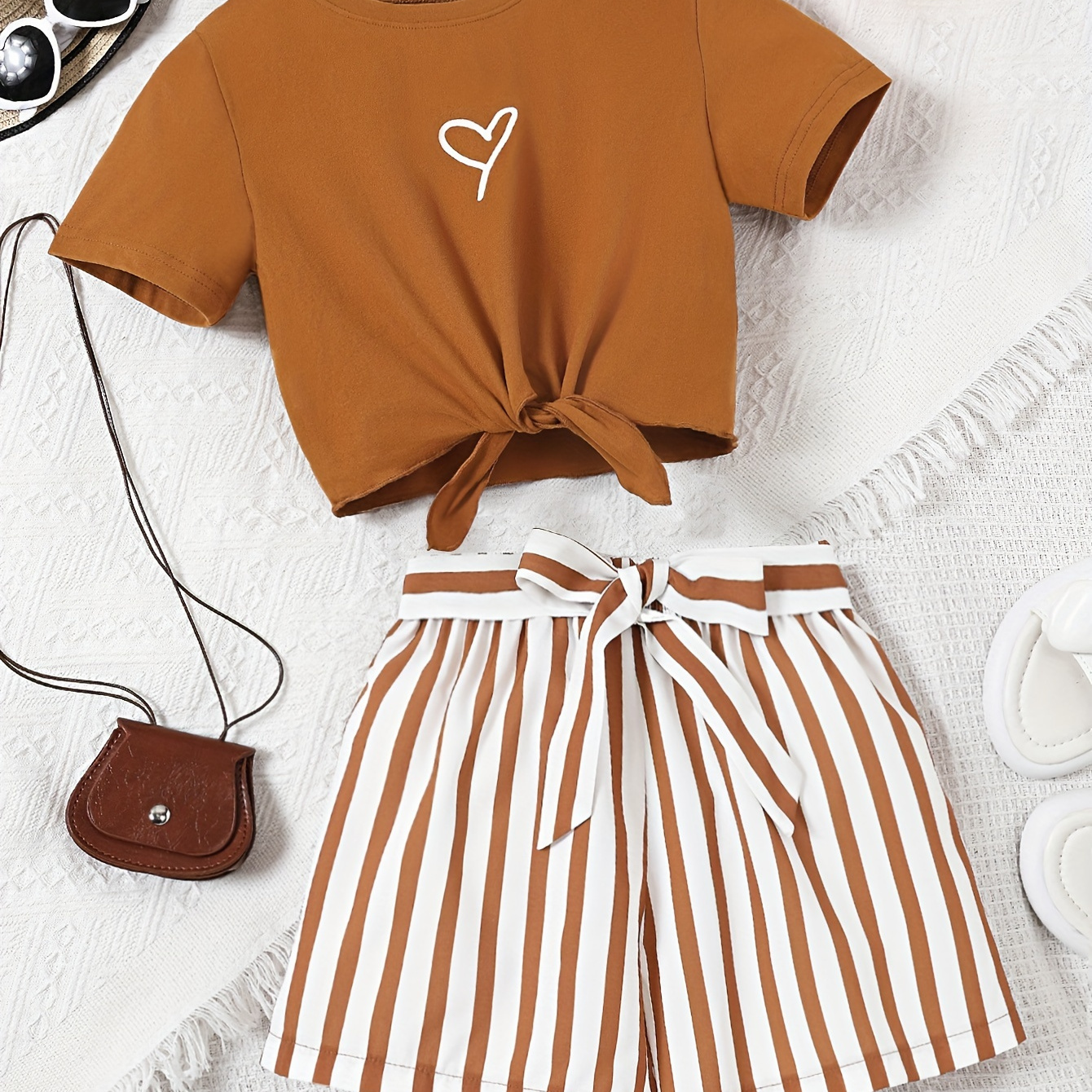 

Tie T- + Striped 2- Set - 's Summer Clothes For