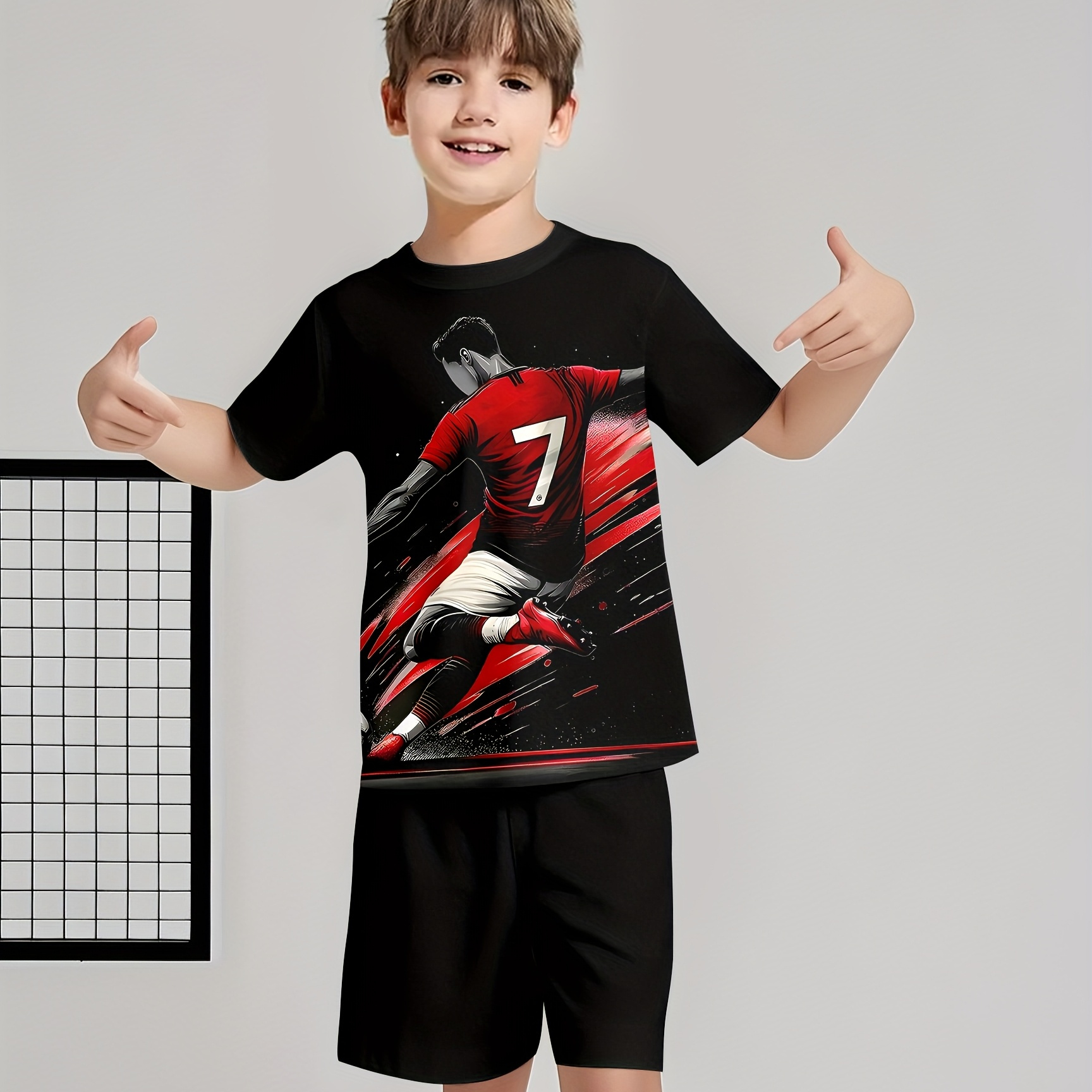 Boys' 3D Print Summer Outfit