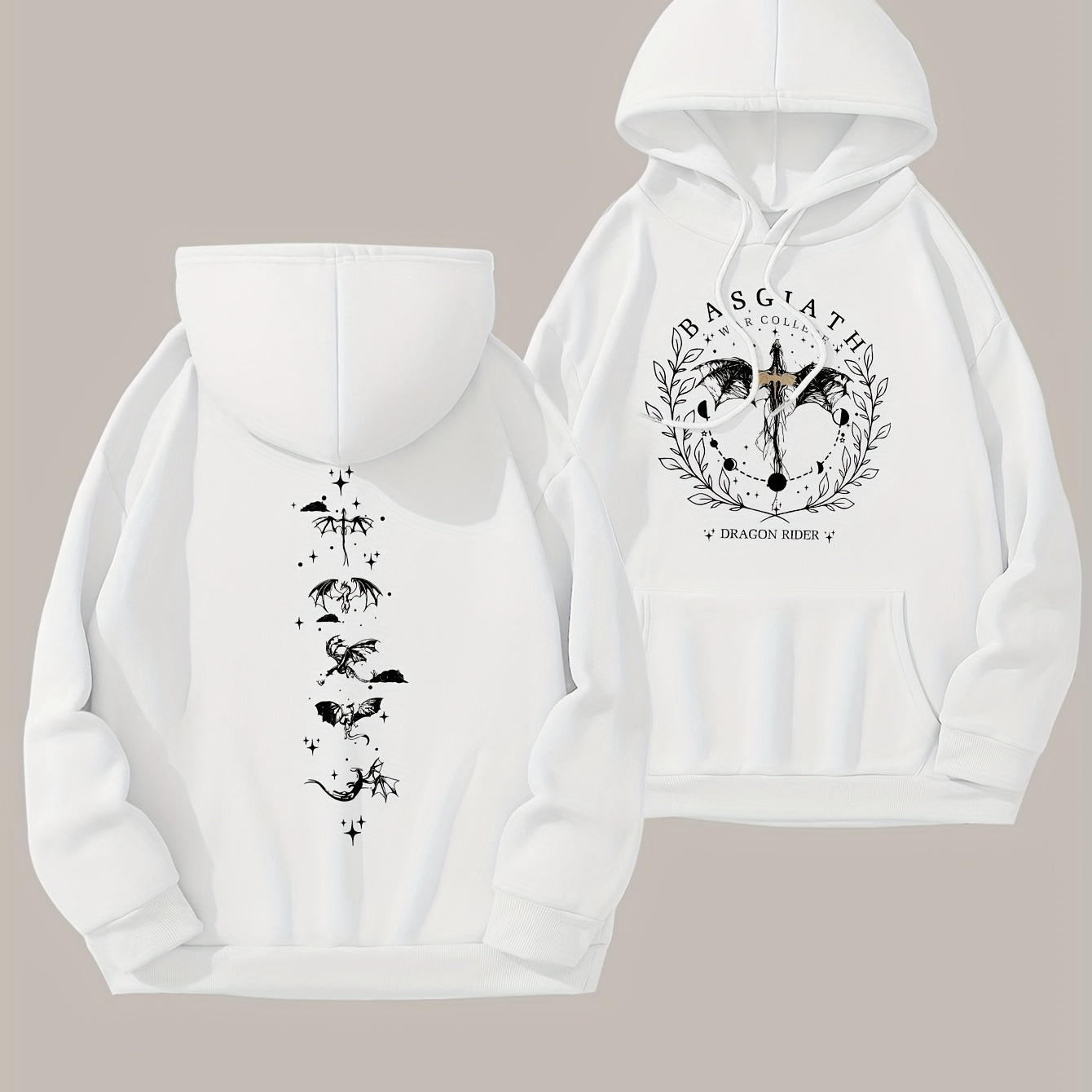 

Basgiath War College Reversible Hoodie, 4th Wing Dragon Rider, Monogram Print Hoodie, Drawstring Casual Hooded Sweatshirt, Kangaroo Pockets, Comfortable And Fashionable Women's Clothing