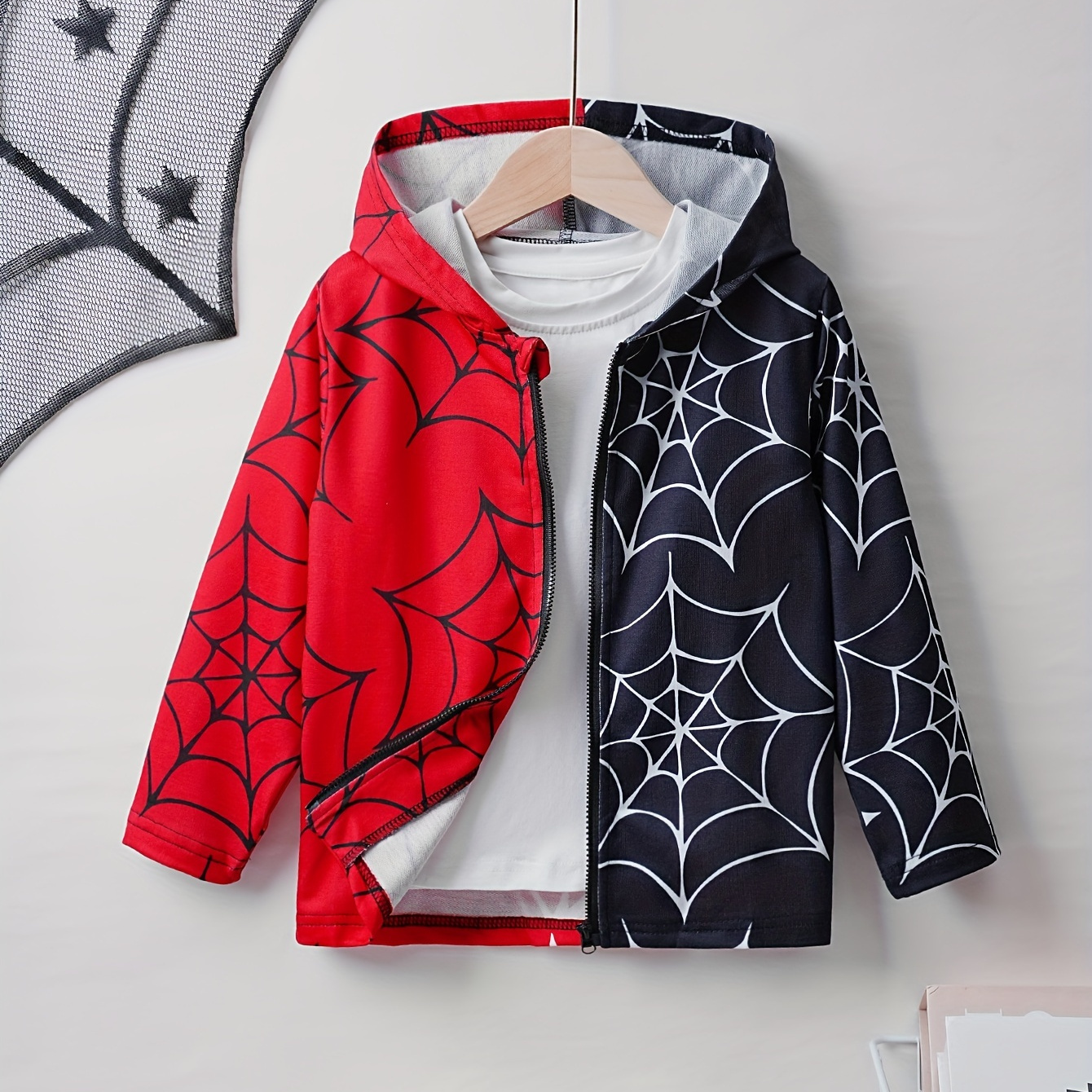 

Cool Spider Web Graphic Print Boys Zip Up Hoodie Sweatshirt Casual Long Sleeve Hoodies With Pockets Gym Sports Hooded Jacket