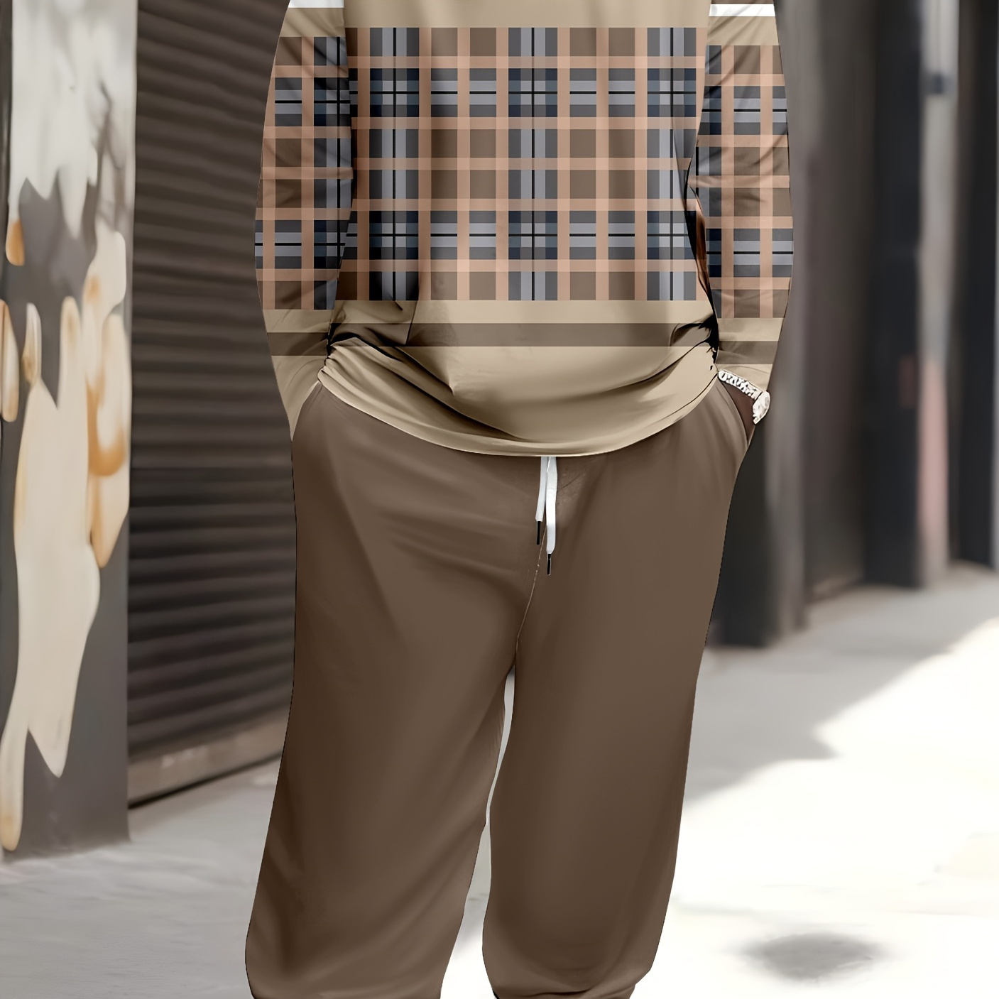 

Large Size Men's 3d Printed Long Sleeve Suit Autumn And Winter Men's Pants T-shirt 2pcs Casual Sports Wear, Plus Size