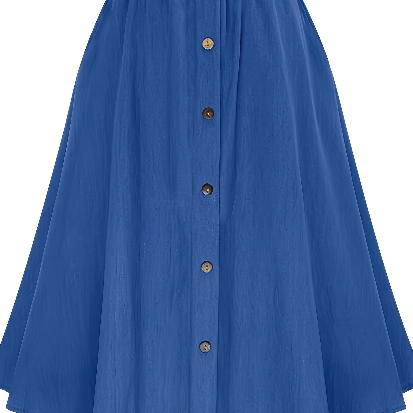 

Imitation Denim Button Front Skirt, Casual Elastic Waist Skirt For Spring & Summer, Women's Clothing