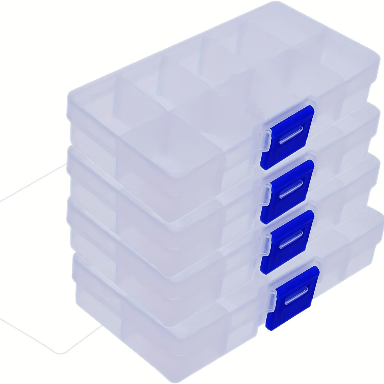 12 Pack Mini Clear Storage Containers with 10 Grid Dividers, Small