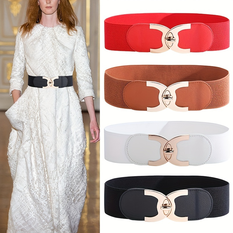 Stylish Thin Belts Double Buckle Solid Color Simple Waist Belts Trendy  Sweater Dress Girdle For Women - Temu