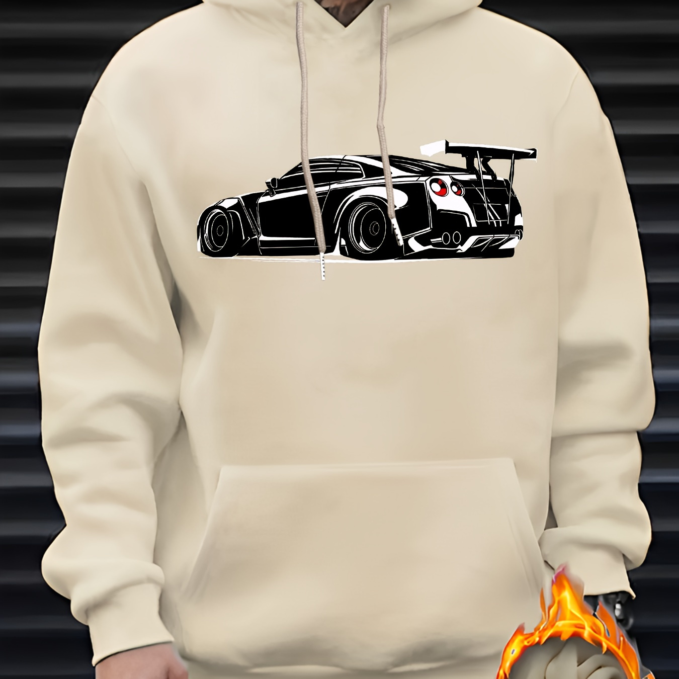 

Men' Car - Long Sleeve Drawstring, Polyester , | For Fall & | & Streetwear