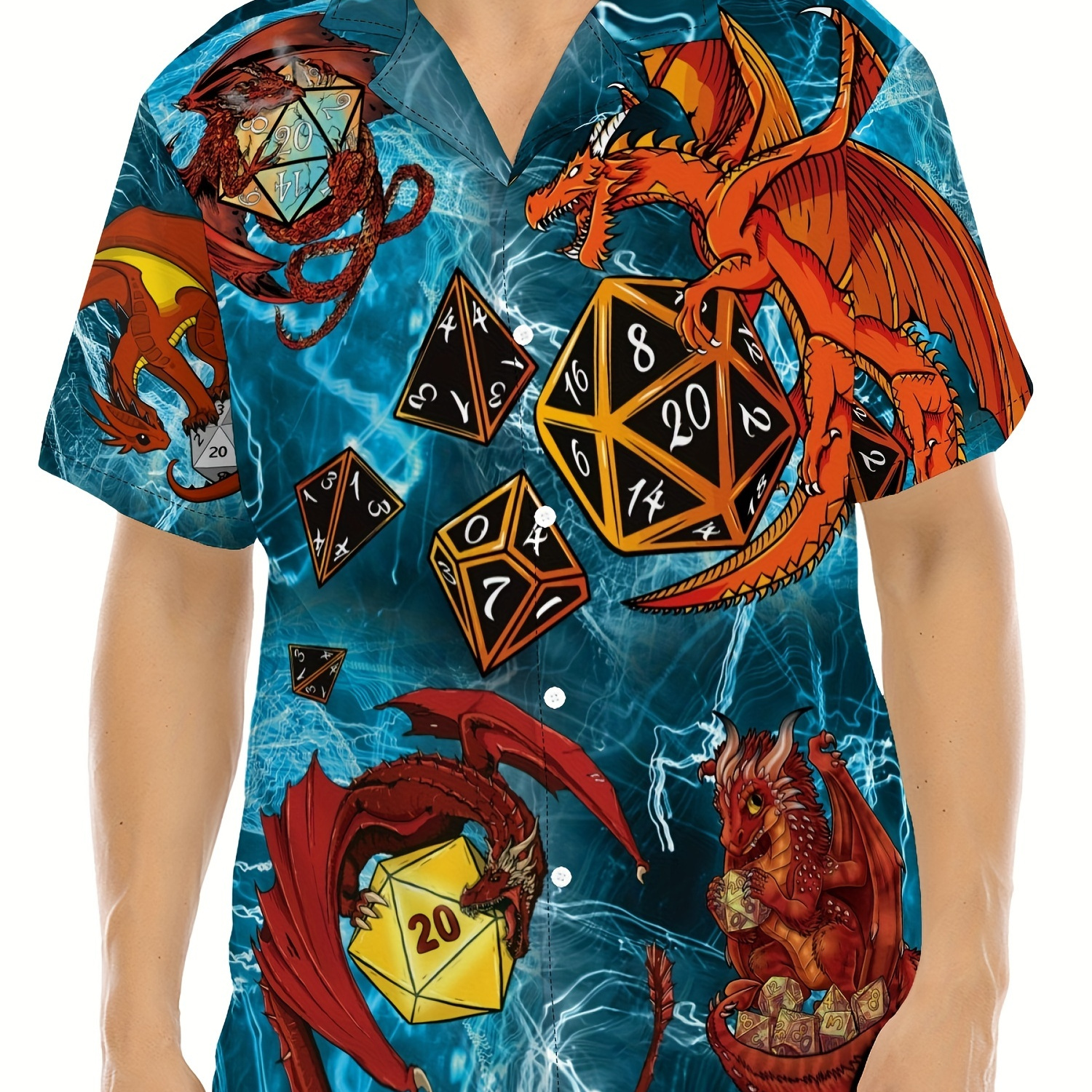 

Men's Short Sleeve Button-up Shirt With Fancy Cartoon Print, Casual Summer Hawaiian Style, Daily Vacation Beachwear For Men