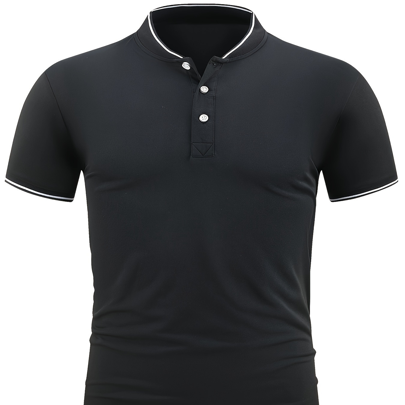 

Contrast Binding Men's Short Sleeve Polo Shirt, Men's Casual Stand Collar Shirt For Summer