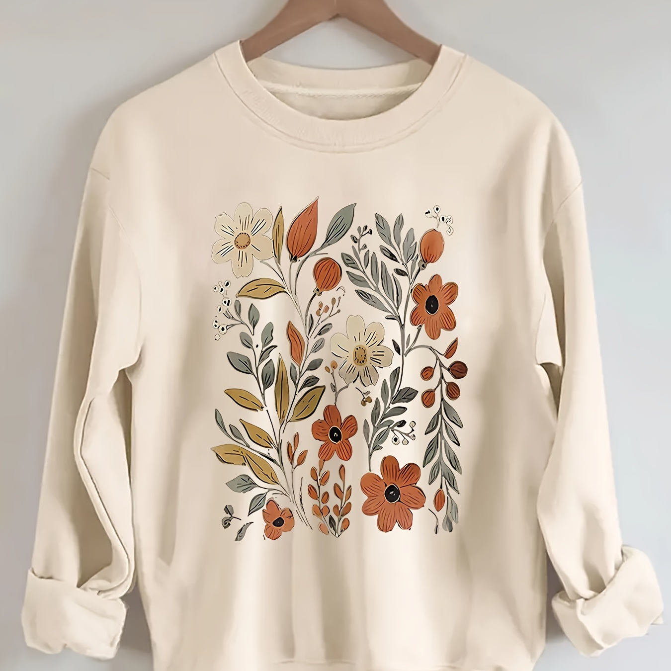 

Plus Size Letter Print Sweatshirt, Casual Round Neck Sports Top For Spring And Autumn, Women's Plus Size Clothing.