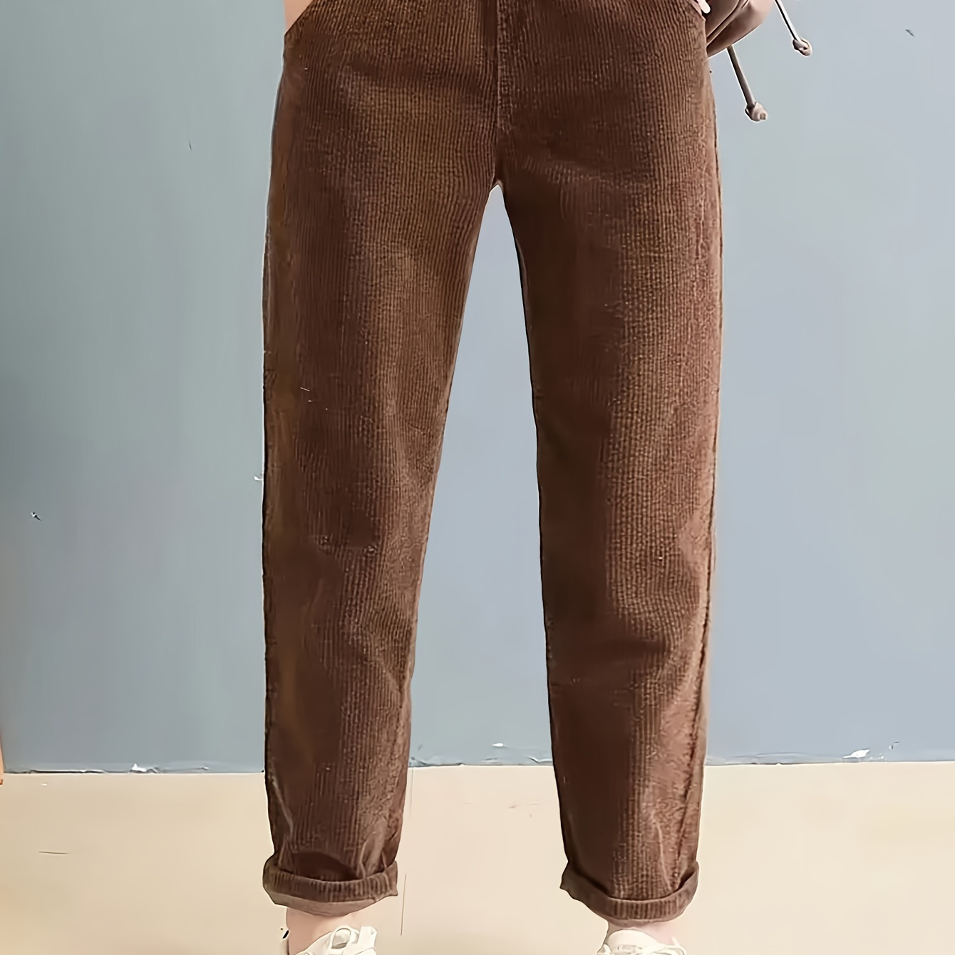 

Pantalon Droit en Élégant - Taille , Unie, Non Extensible, Lavable en , Mélange de et , l'/Hiver - Décontractée