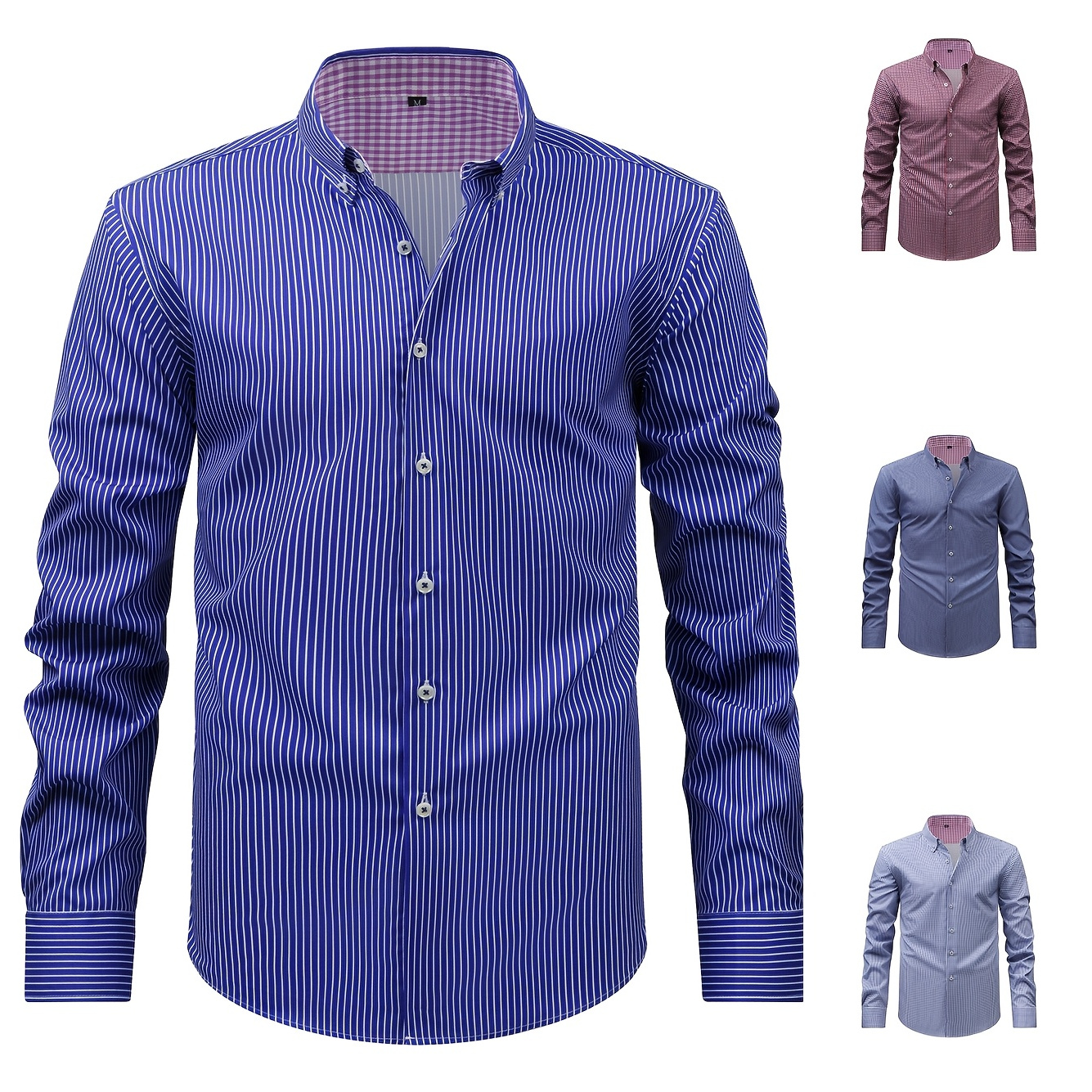 

Print Men's Long Sleeve Shirt With Retro - For Business & Casual Wear, Spring/fall