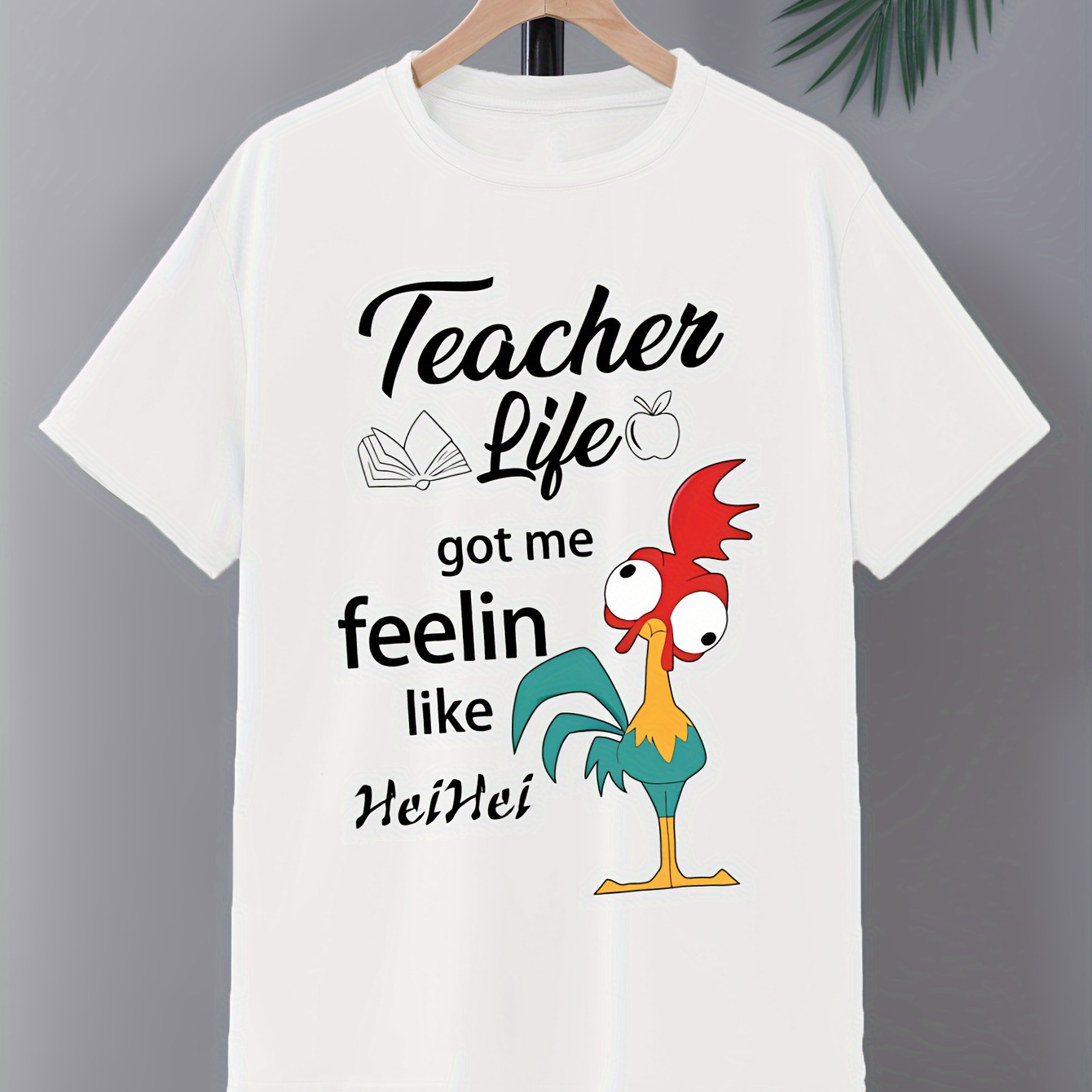 

Teacher Life Print Tops, Plus Size Men's T-shirt, Summer Trendy Casual Short Sleeve Tees, Outdoor Sports Clothing, Big & Tall Guys, Leisurewear