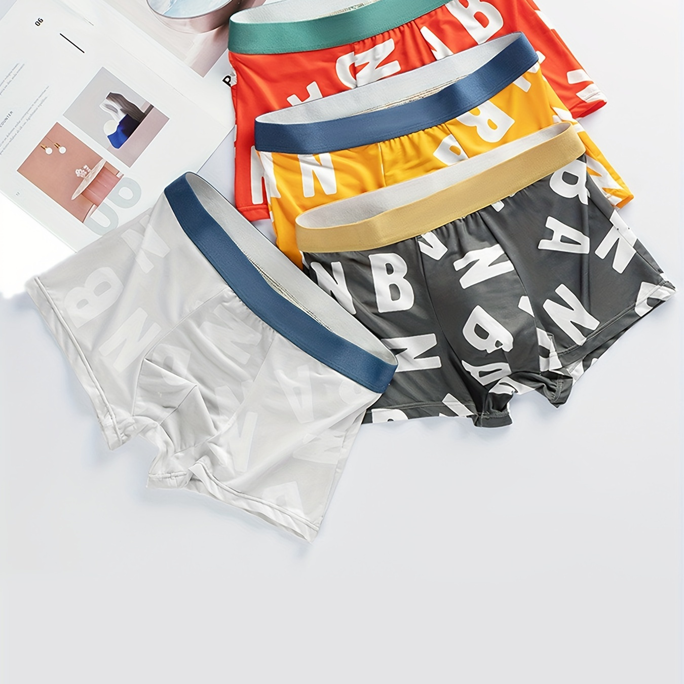 Men's Fashion Letters Print Breathable Comfy Boxer Briefs - Temu