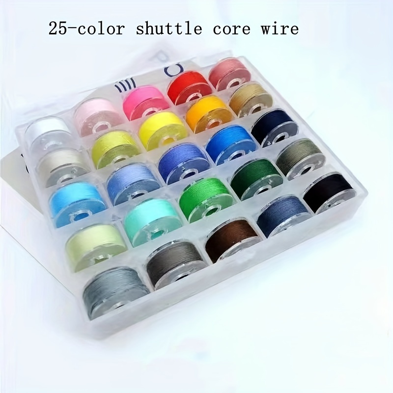 

25pcs/set Household Sewing Machine Bobbin Thread With Storage Box, Handmade Diy Thread Sewing Thread Kit Art Supplies