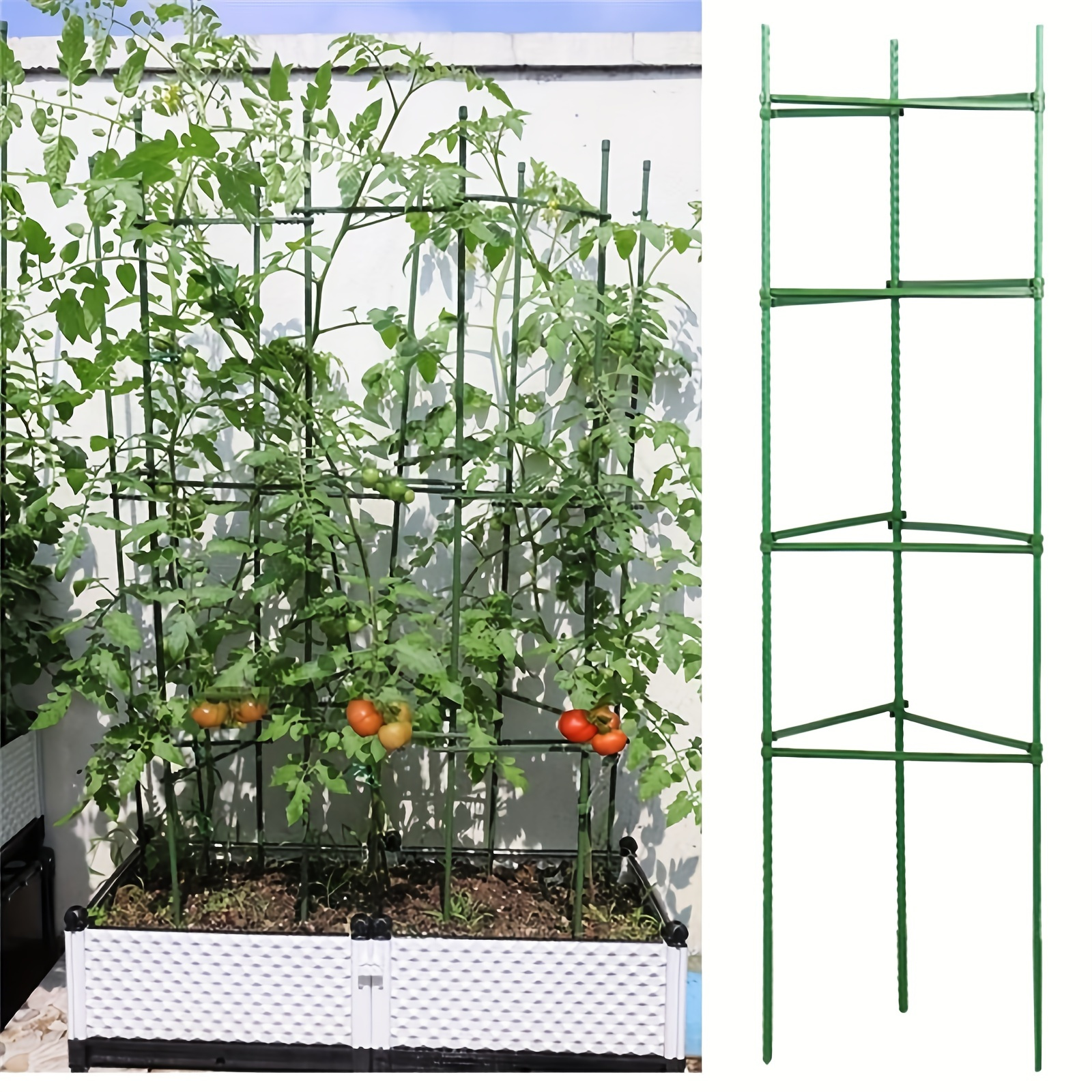 

12pcs Garden Vegetables Stakes For Plant Cage Support Tomato Cage For Vertical Climbing Plants For 11mm Stake