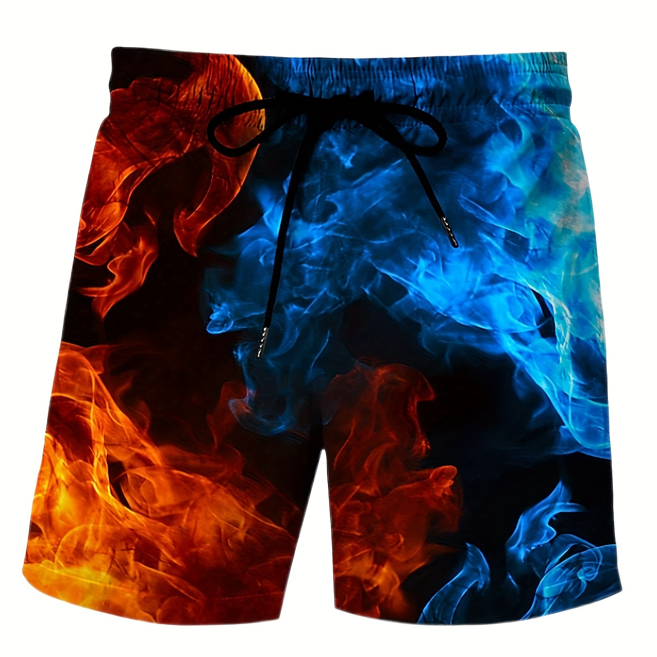 Creative 3D Digital Printing Graphic Plus Size Men's Beach Shorts Pants, Elastic Drawstring Holiday Sports Short Pants