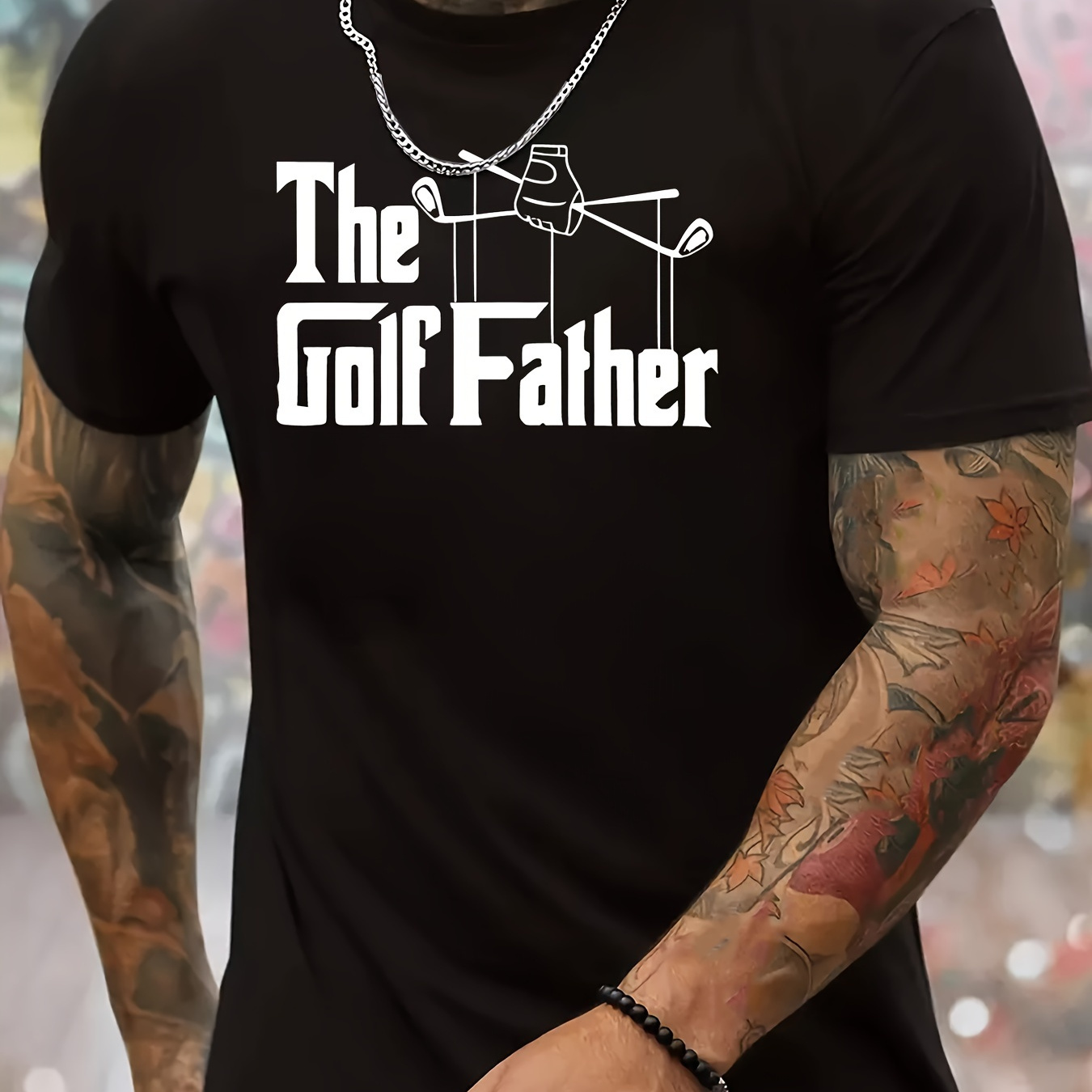 

The Golf Father Print Men's Crew Neck T-shirt, Short Sleeve Versatile Casual Summer Clothes