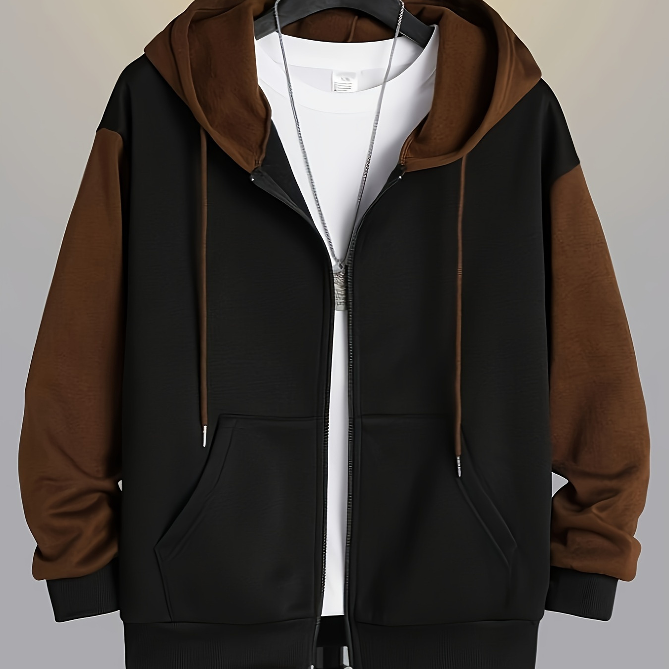 

Men's Zip-up Hoodie - Casual Polyester Cardigan With Pockets, Long Sleeves, And Drawstring Hood For Fall/winter, Sweater Hoodie