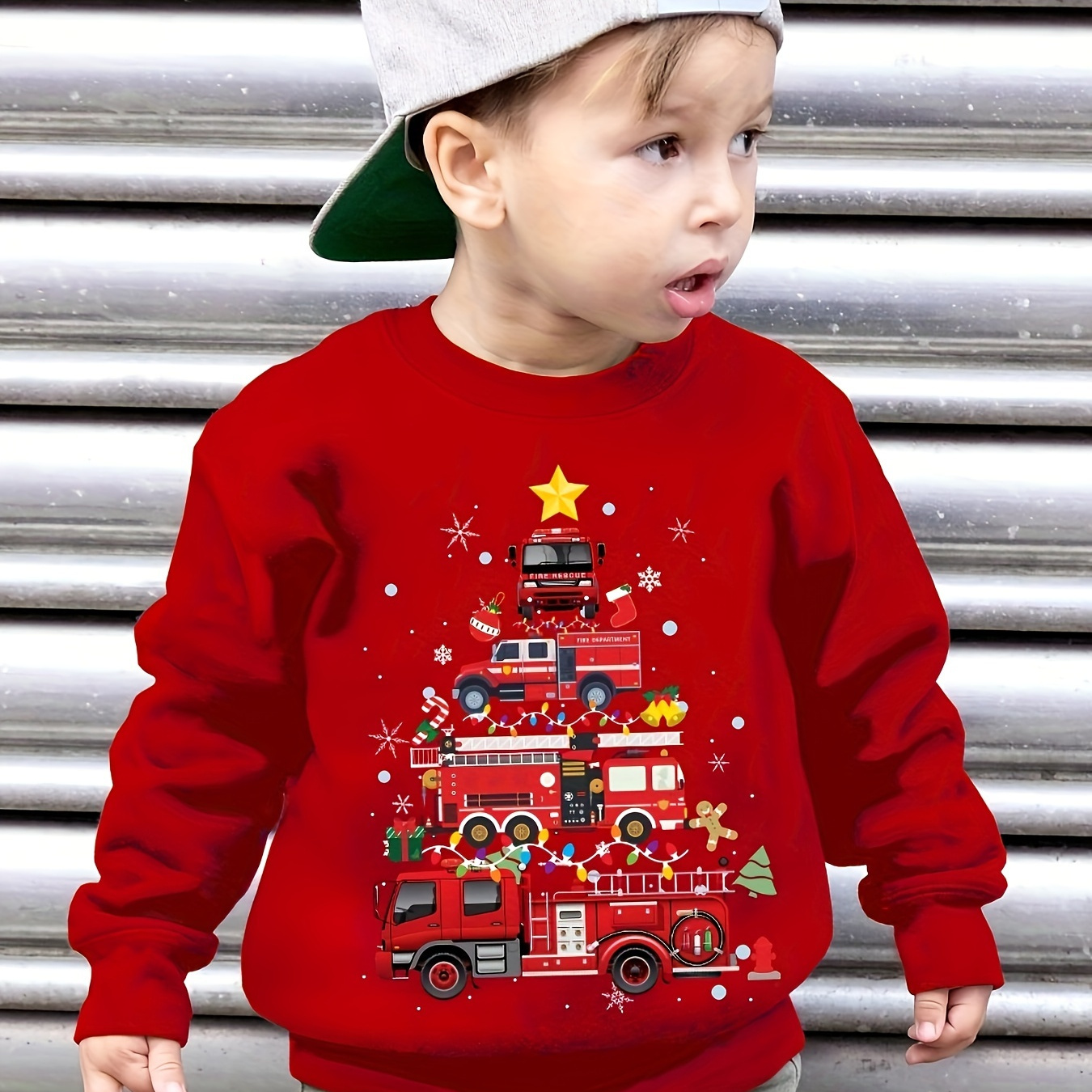 

[top-] Boys' Fleece-lined Sweatshirt & Christmas - Long Sleeve For Fall/