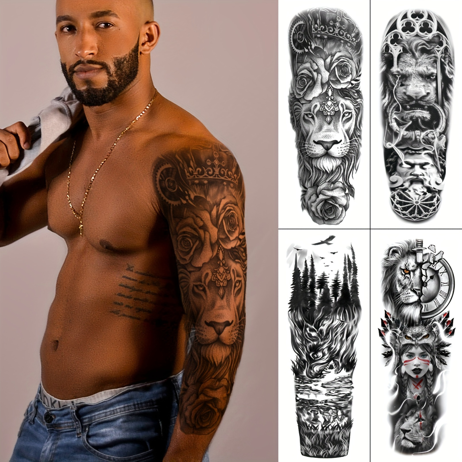 Realistic Halloween Full Arm Sleeve Tattoo - Waterproof, Lasting, And  Realistic Skeletons And Zombies For Men And Women - Temu