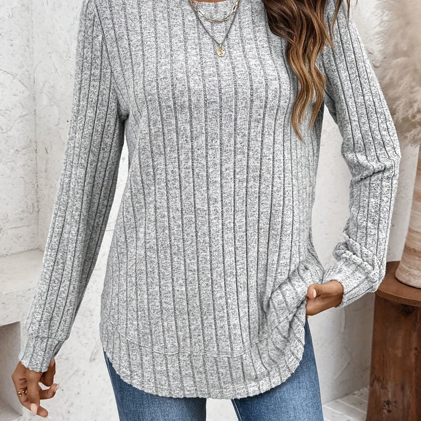 

Ribbed Long T-, Top For & Fall, Women's Clothing