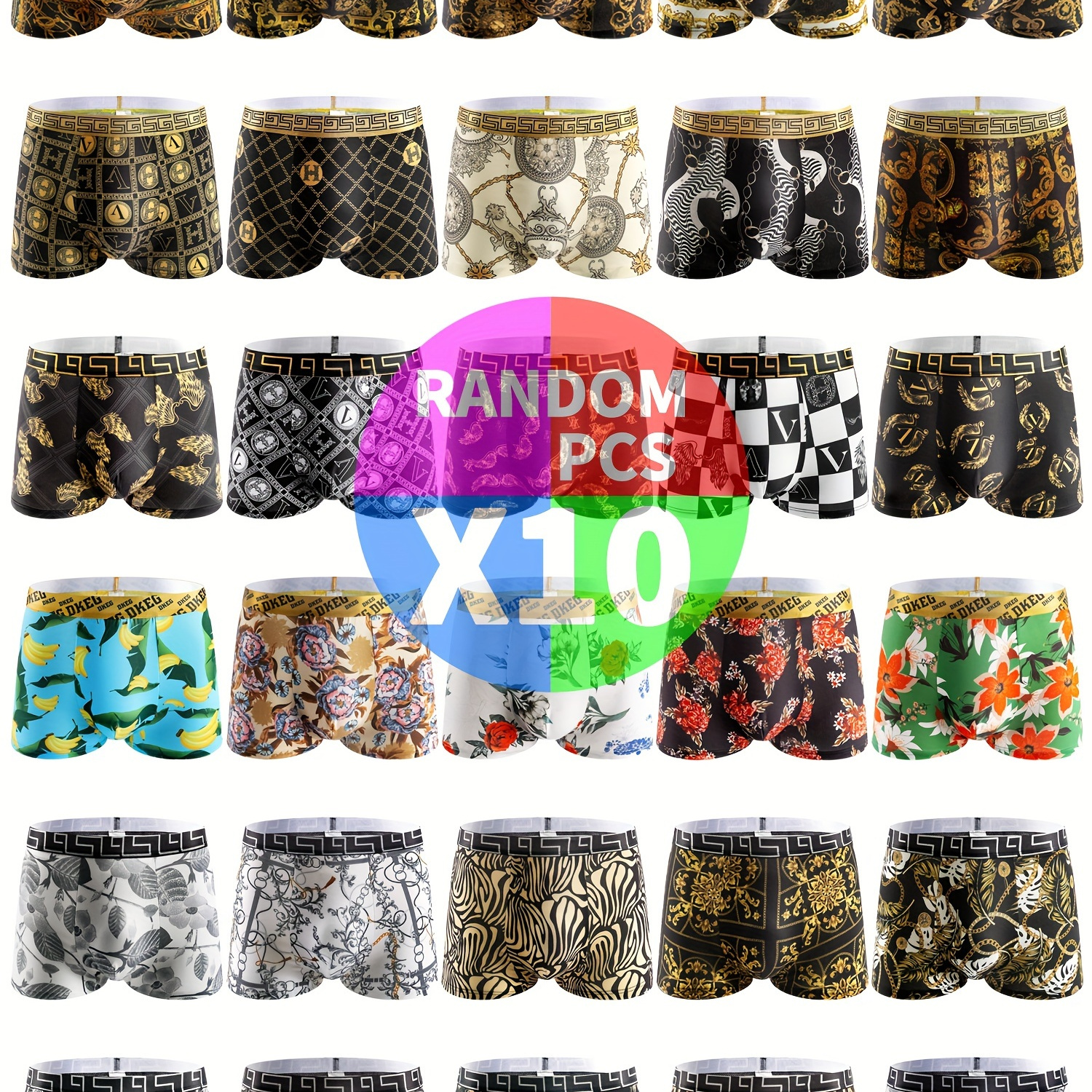 

Random 10pcs Black 's Antibacterial Underwear, Casual Boxer Briefs Shorts, Breathable Comfy Stretchy Boxer Sports Shorts