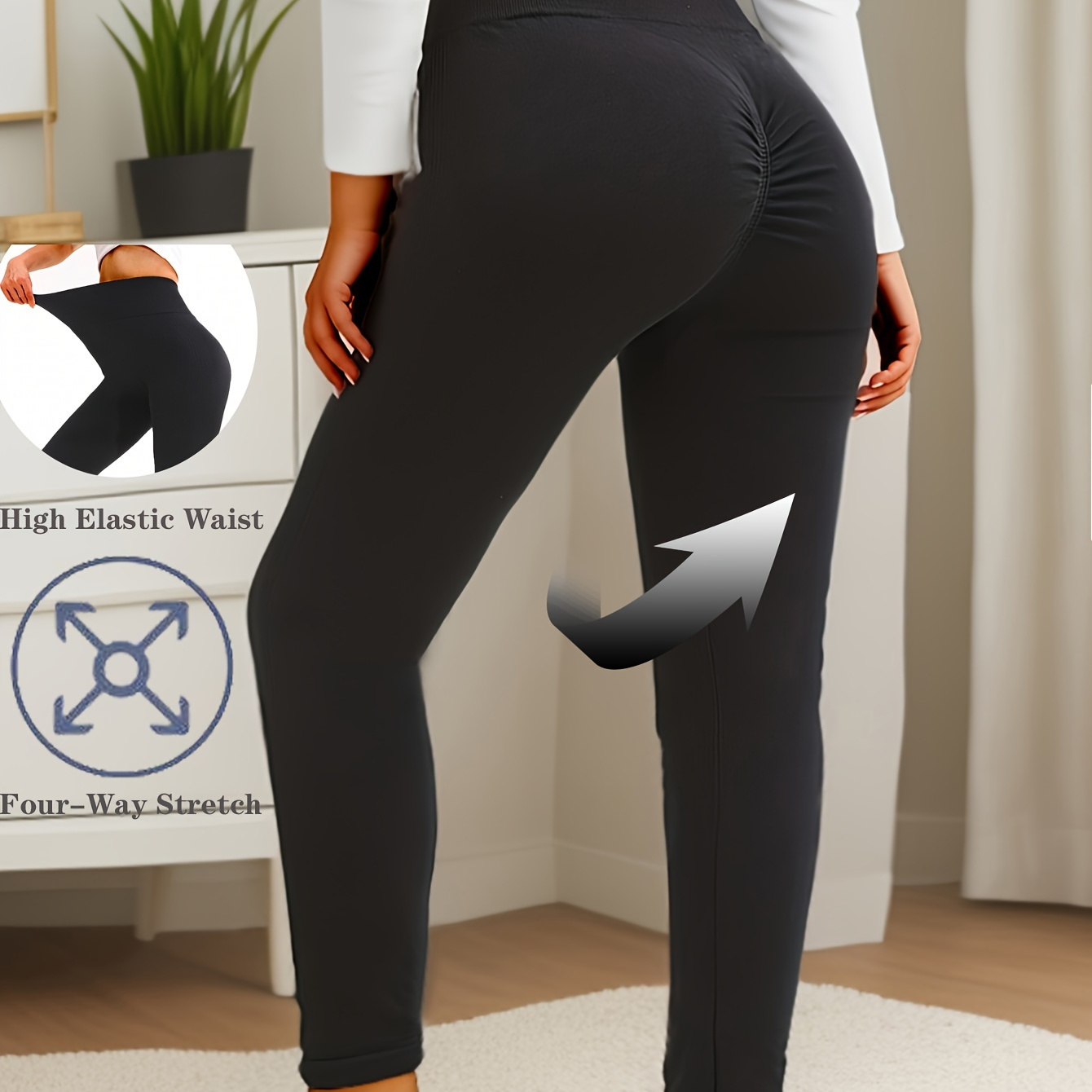 

High-waist Yoga Leggings For Women - Slim Fit, Stretchy & Waistband, Butt-lifting, , Polyester/spandex , Stretch, Machine Washable