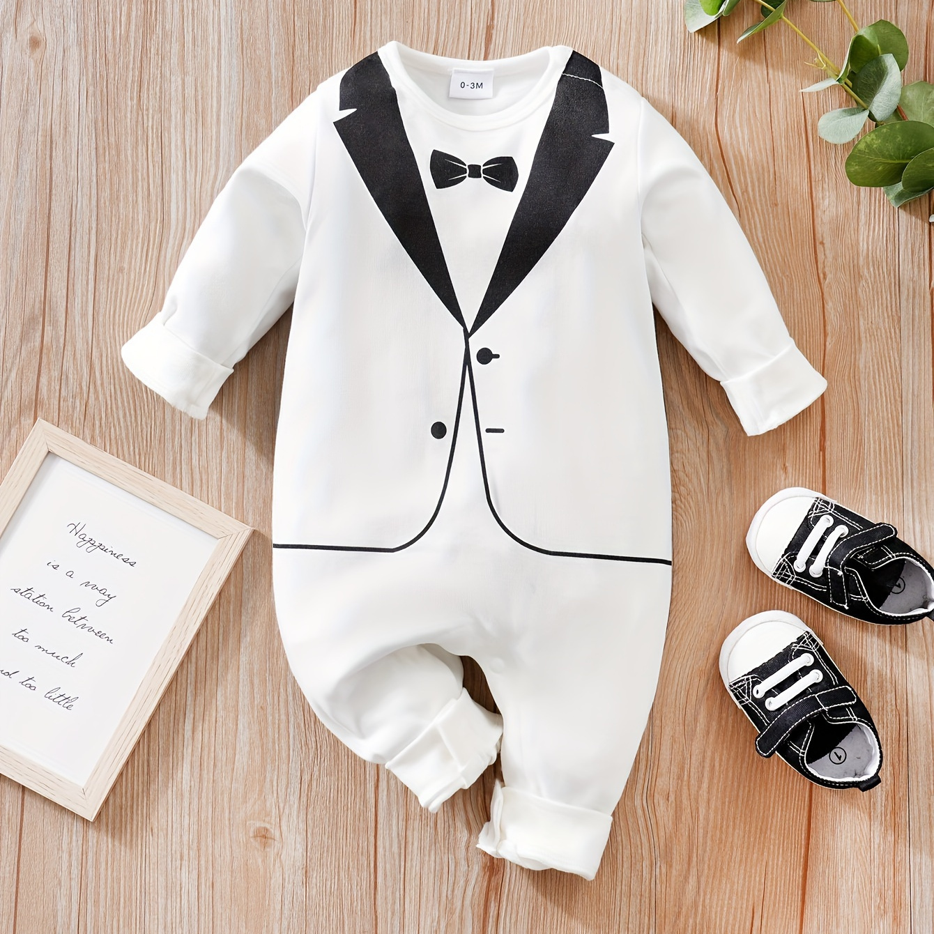 

Baby Boy's Gentleman's Style Cotton Long Sleeve Baby Romper, Casual Tuxedo Design, Spring/autumn One-piece Outfit